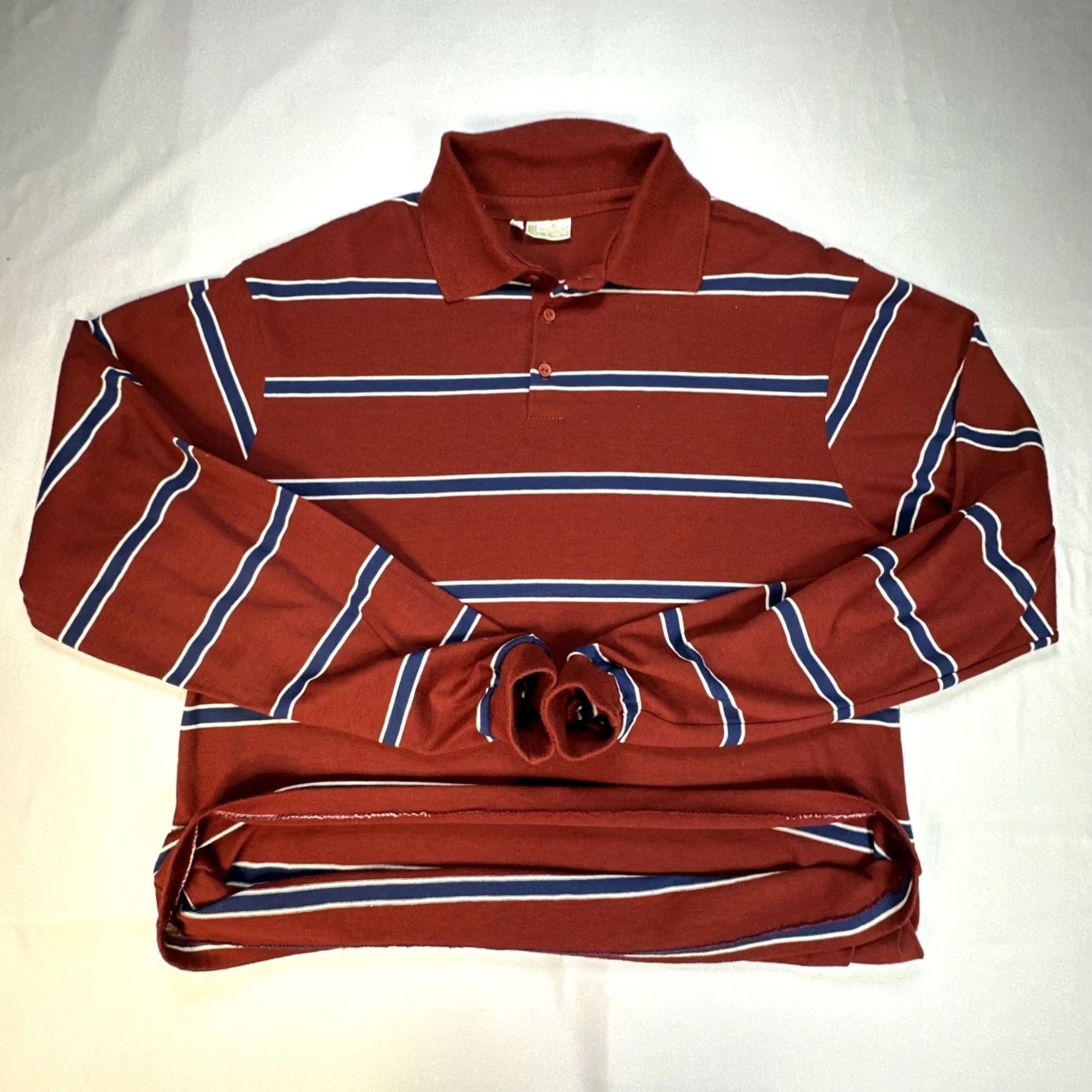 Sears VINTAGE Sears Men’s XL TALL XLT Kings Road L/S Polo Shirt Red Blue White Striped 80s Size US XL / EU 56 / 4 - 6 Thumbnail