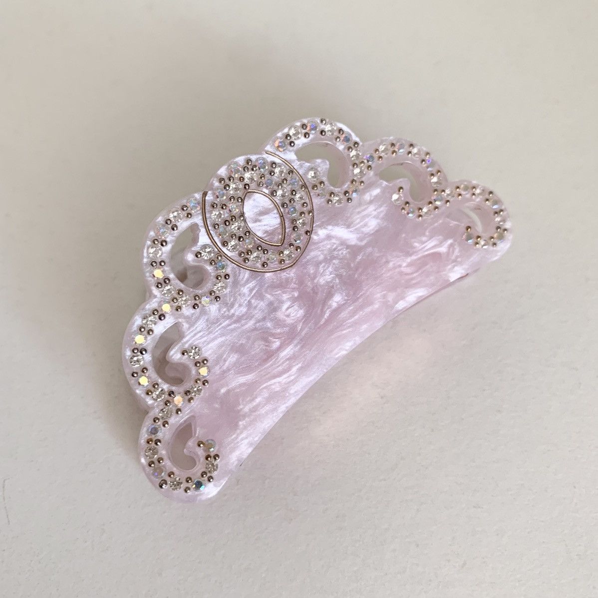 Vintage Vintage large pink crystal hair claw clip Size ONE SIZE - 4 Thumbnail
