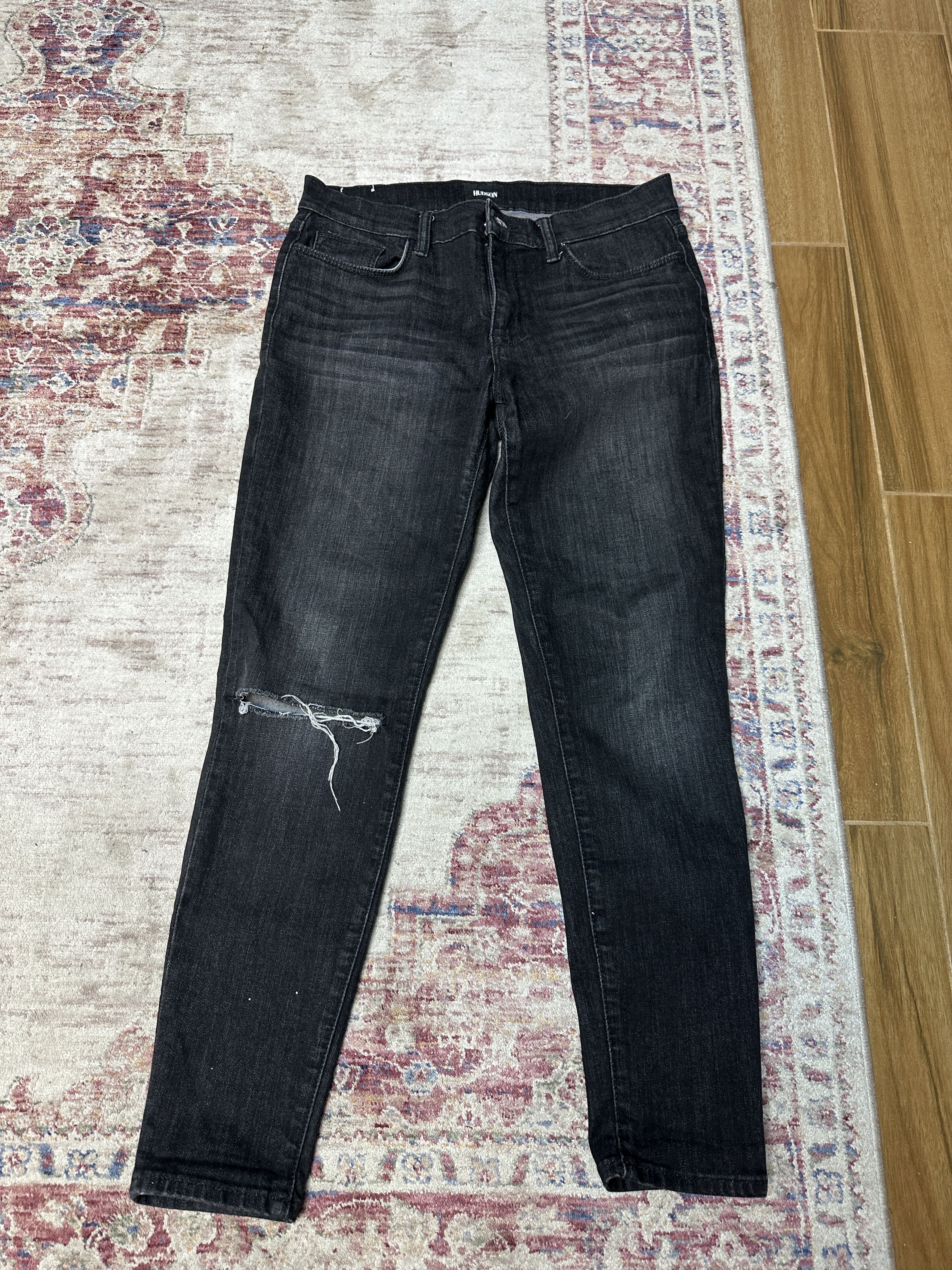 Hudson Hudson Natalie Mid Rise Black Super Skinny Ankle Jeans Size 28" / US 6 / IT 42 - 1 Thumbnail