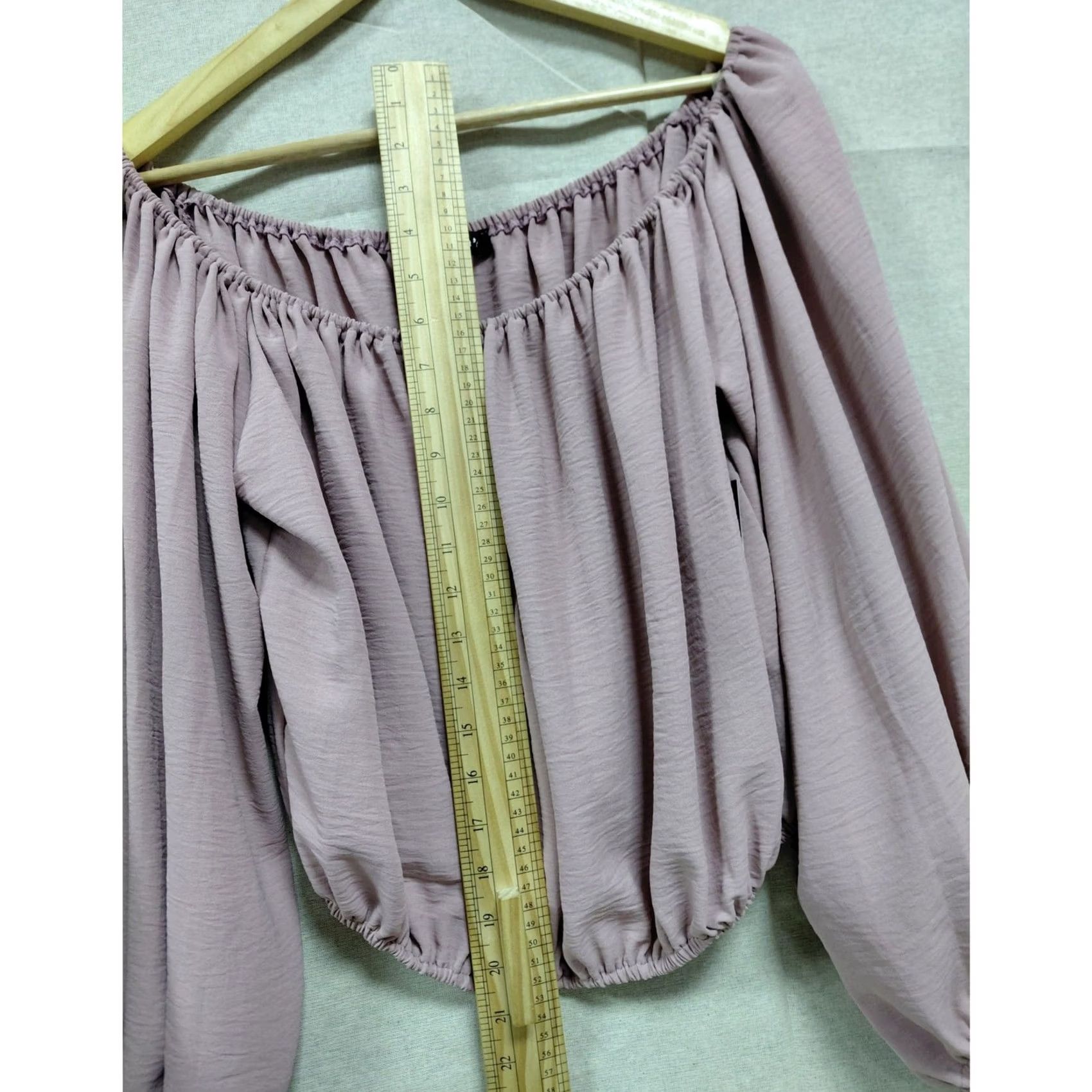 Vintage Stunn'd Blouse Mauve Solid Long Sleeve Women Size M Off-Shoulder Size M / US 6-8 / IT 42-44 - 7 Thumbnail