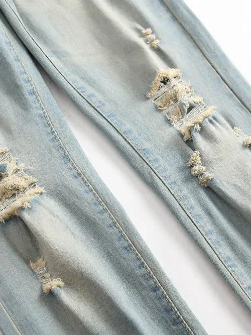 Japanese Brand × Vintage Washed Stacked Distressed Ripped Skinny Jeans Size US 33 - 4 Thumbnail
