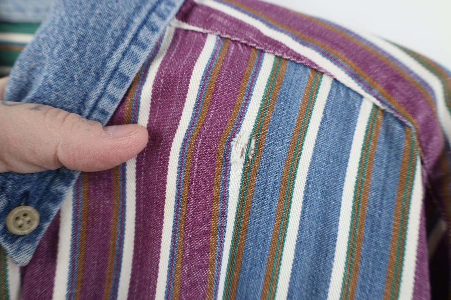 Vintage Vintage 90s Streetwear Striped Collared Button Down Shirt Size US L / EU 52-54 / 3 - 7 Thumbnail