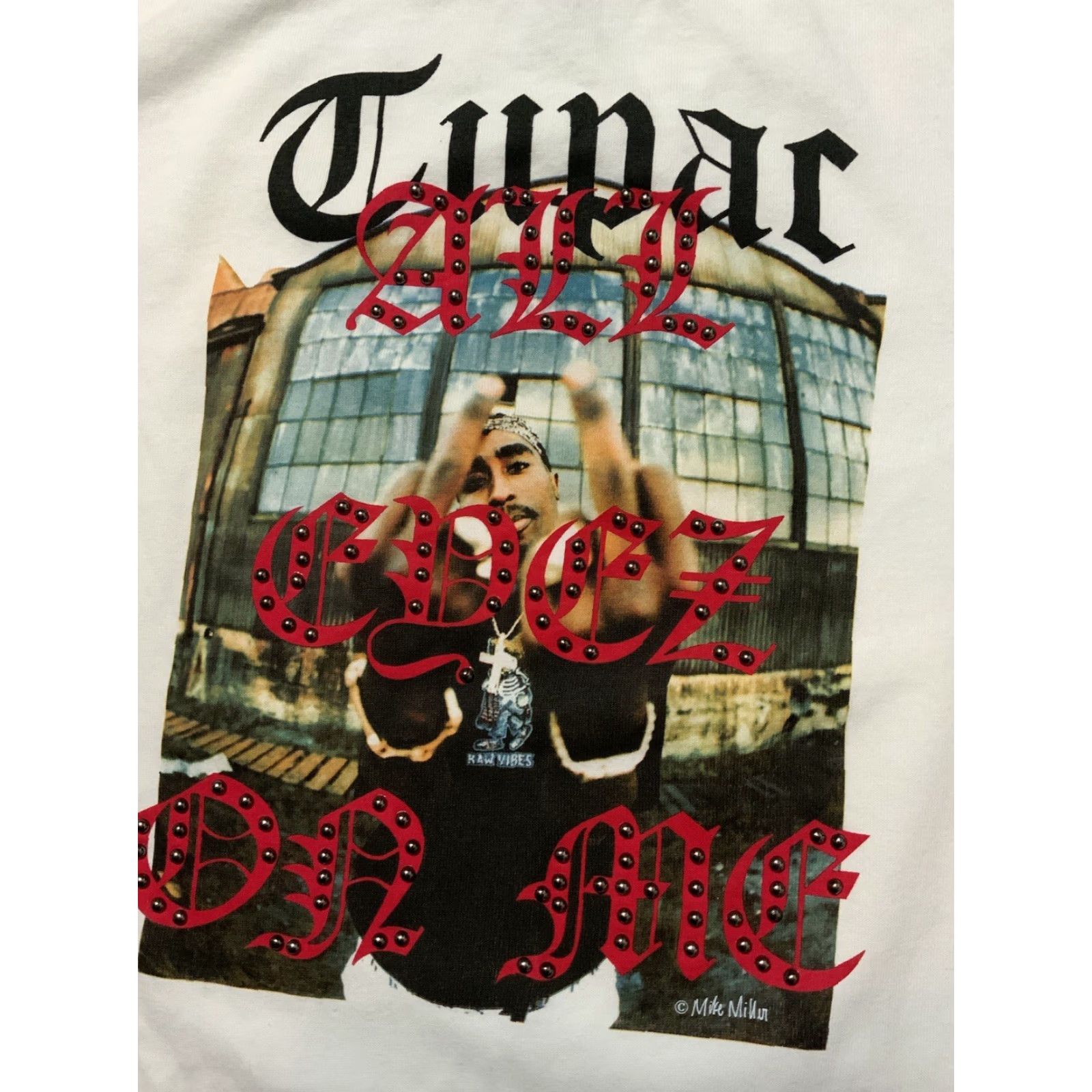 Replay Replay Tupac All Eyez On Me Mike Miller Studded Crew T-Shirt Sz. L Mens White Size US L / EU 52-54 / 3 - 5 Thumbnail