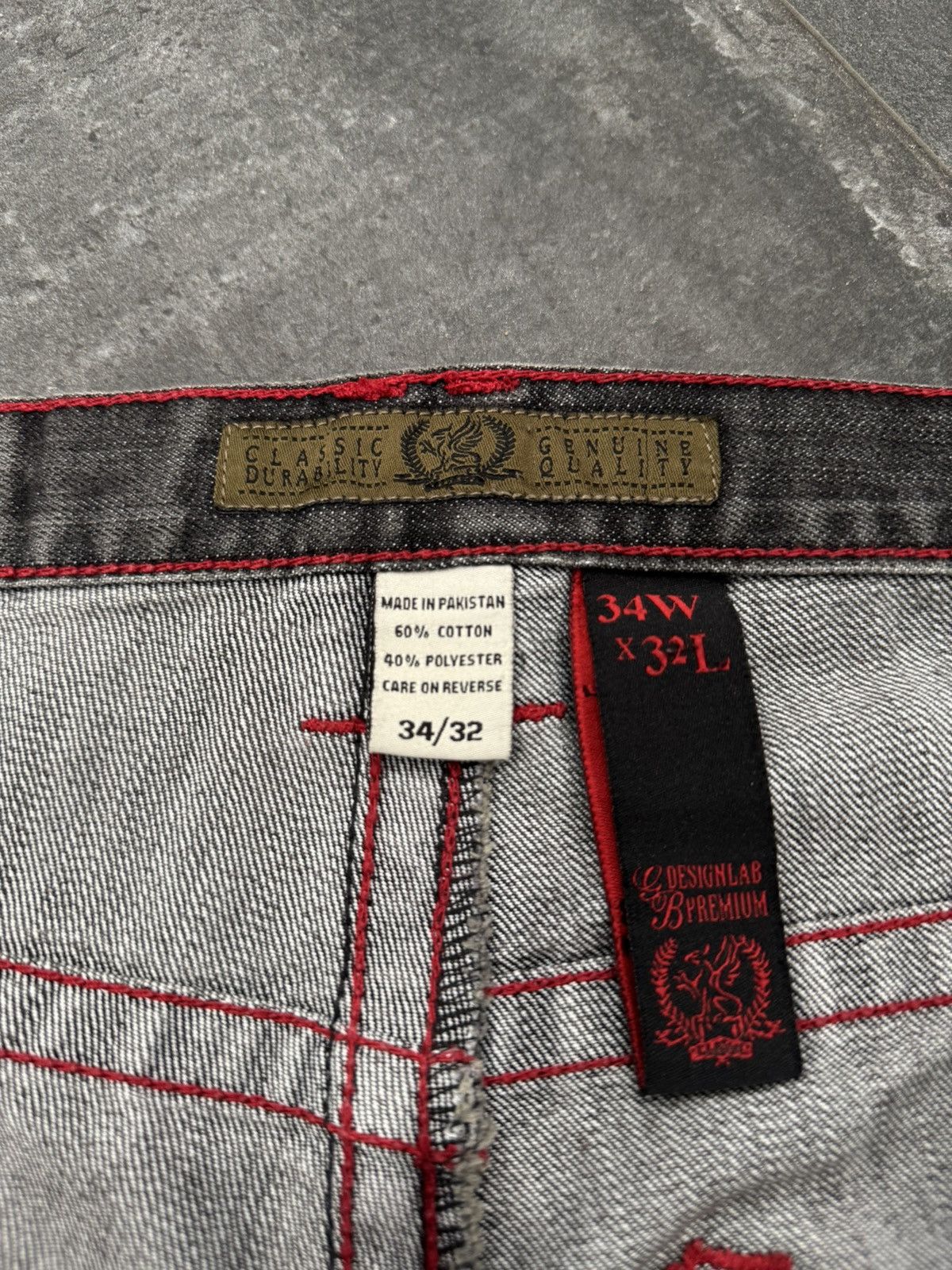Southpole Vintage Y2K Design Lab Premium Black & Red Denim Pants 34x30 Size US 34 / EU 50 - 15 Thumbnail
