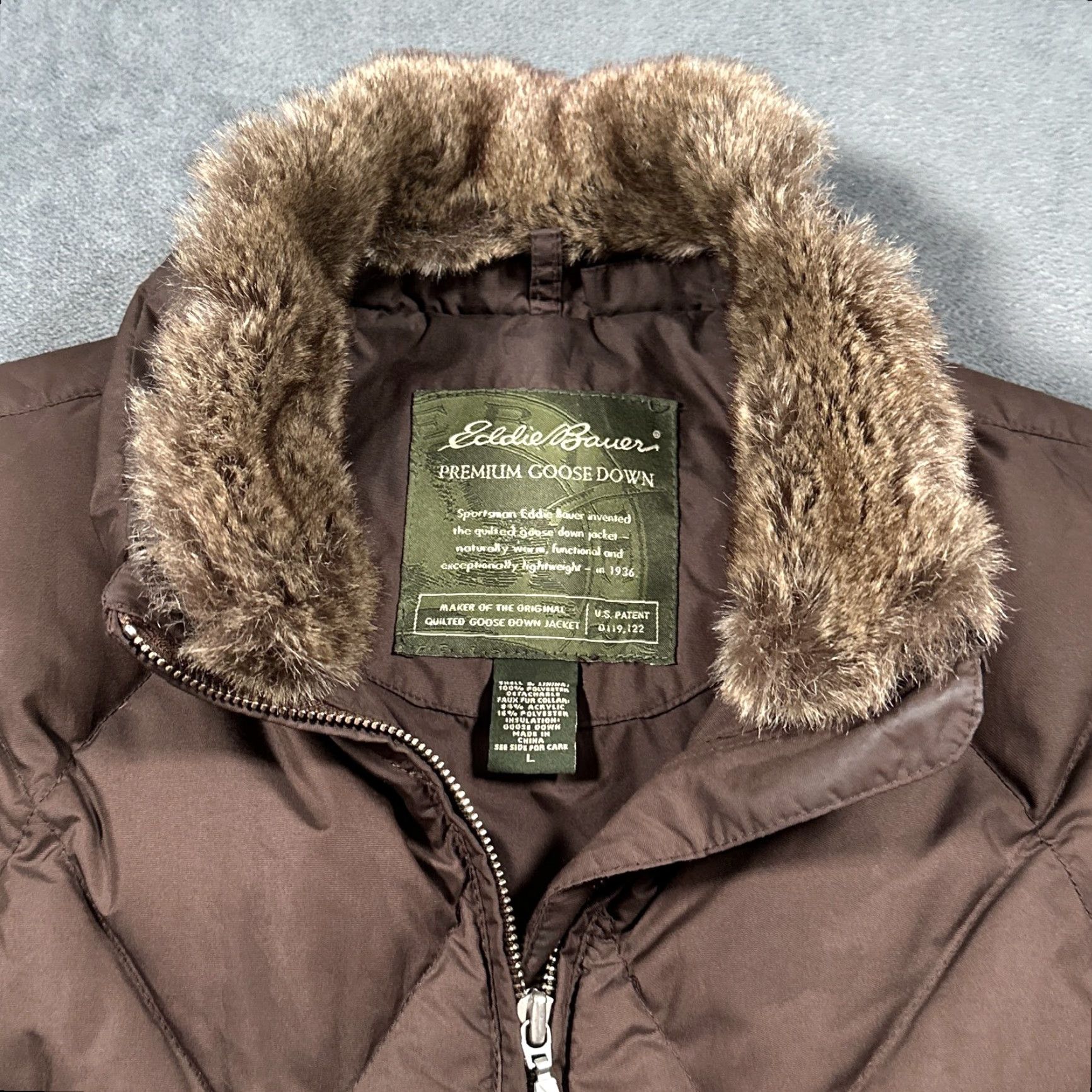 Eddie Bauer Eddie Bauer Vest Womens Large Quilted Goose Down Removab Faux Fur Collar Pockets Size L / US 10 / IT 46 - 6 Thumbnail