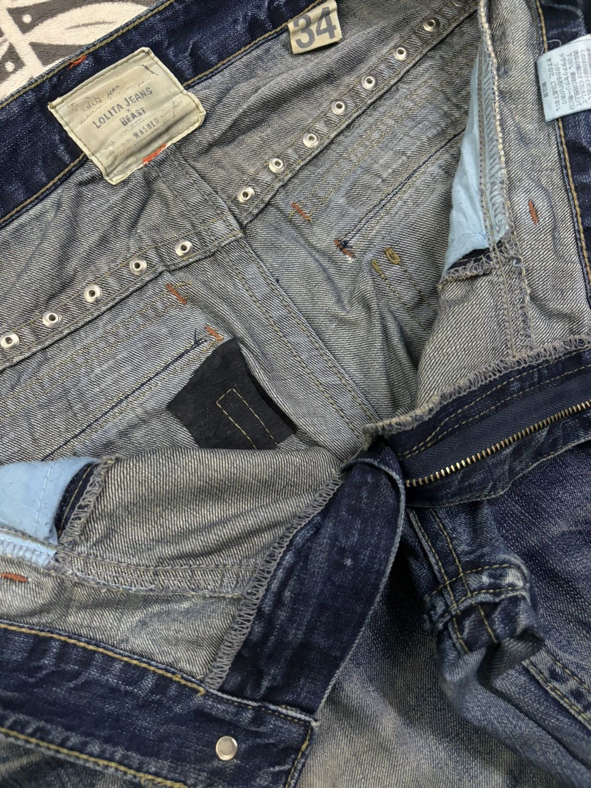 Beauty Beast Vintage Lolita x Beast Studded Flare Distressed Punk Jeans Size US 35 - 22 Thumbnail