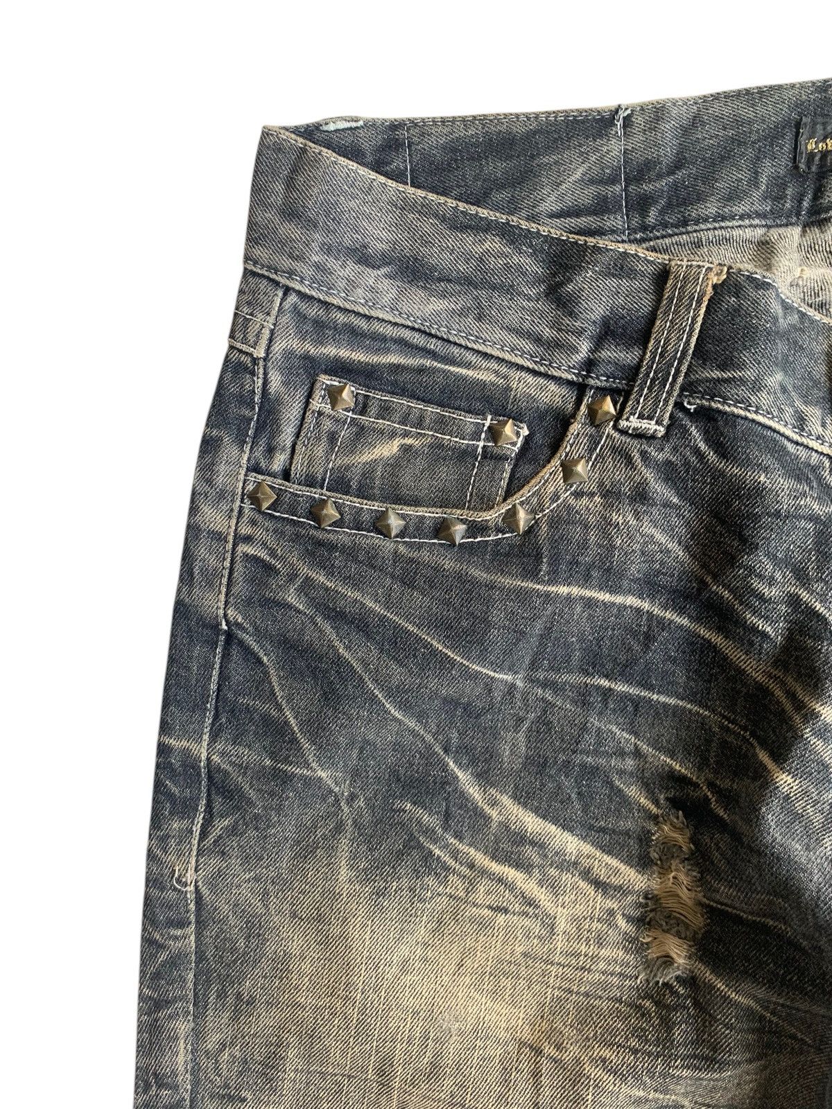 LOWBOX FLARE💥 LOMBOX RUSTY JAPANESE PUNK DISTRESSED DENIM☠️🎌 Size US 33 - 11 Thumbnail