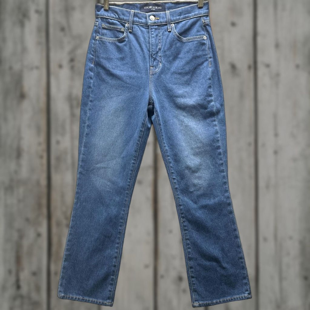 Veronica Beard Veronica Beard Jeans Womens 27 High Rise Carly Kick Flare Crop Blue Denim Cropped Jeans Size 27" / US 4 / IT 40 - 1 Thumbnail
