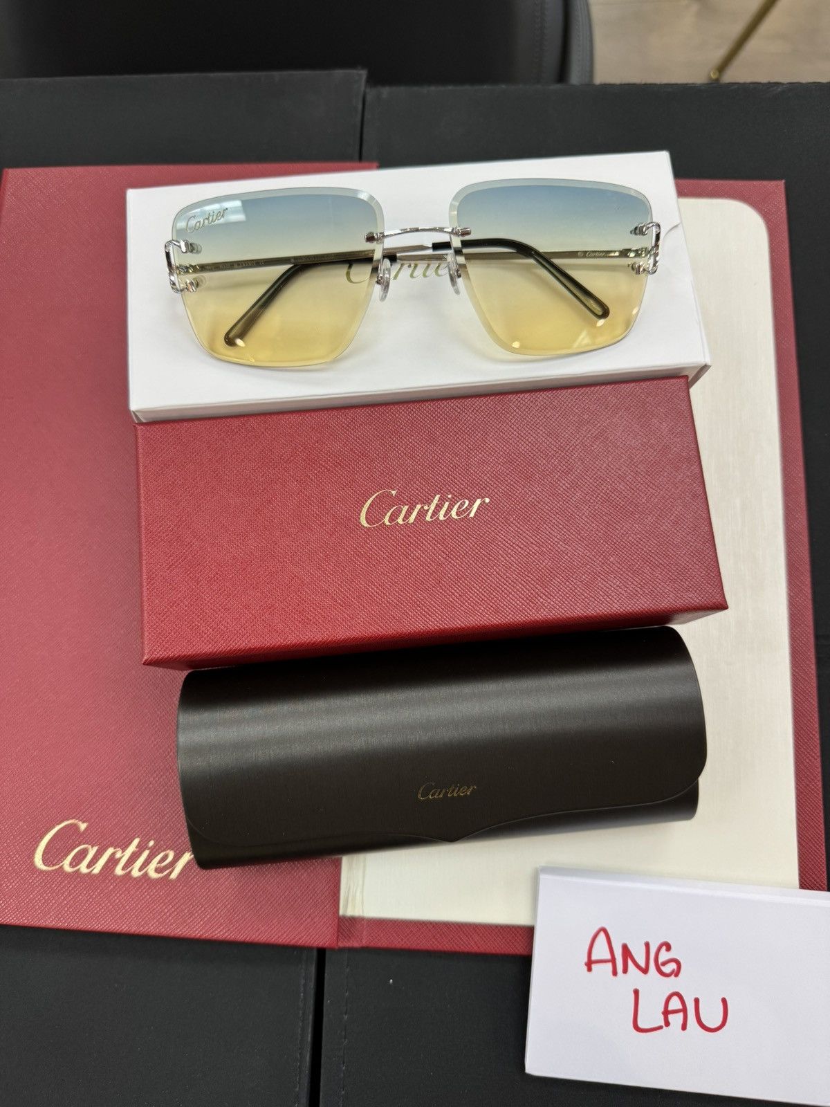 Cartier Cartier Big C Wire Platinum Sunglasses Diamond Cut Lenses Size ONE SIZE - 1 Thumbnail