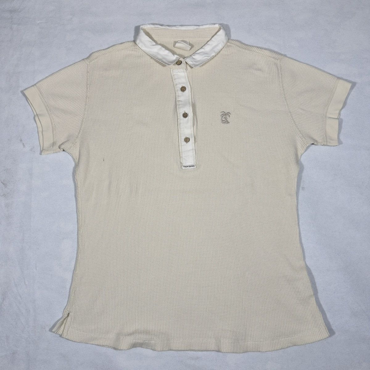 Vintage Vintage Palm Snake Waffle Knit Polo Japan Made Wood Buttons Size M / US 6-8 / IT 42-44 - 1 Thumbnail