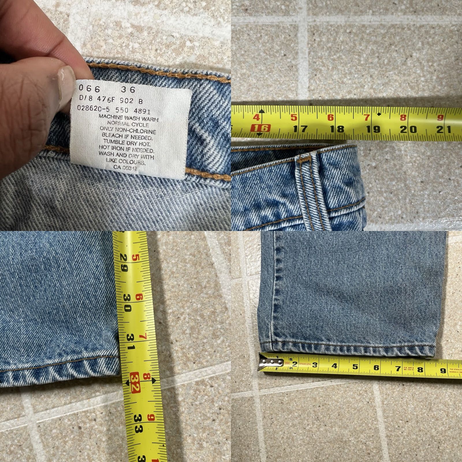 Levi's VINTAGE Levi's 550 Jeans Mens 36x31 Light Blue Denim Wide-Leg Baggy Grunge Sketchy Size US 36 / EU 52 - 8 Thumbnail