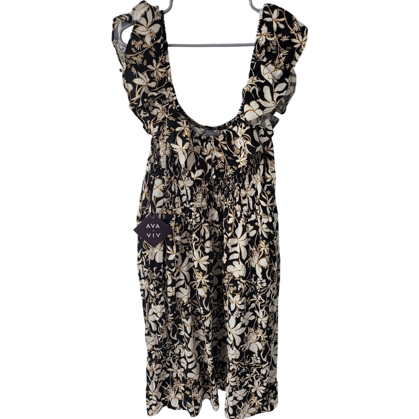 Other AVA & Viv Ruffle Sleeve Empire Waist Dress-Black Floral -1X Size XL / US 12-14 / IT 48-50 - 2 Thumbnail
