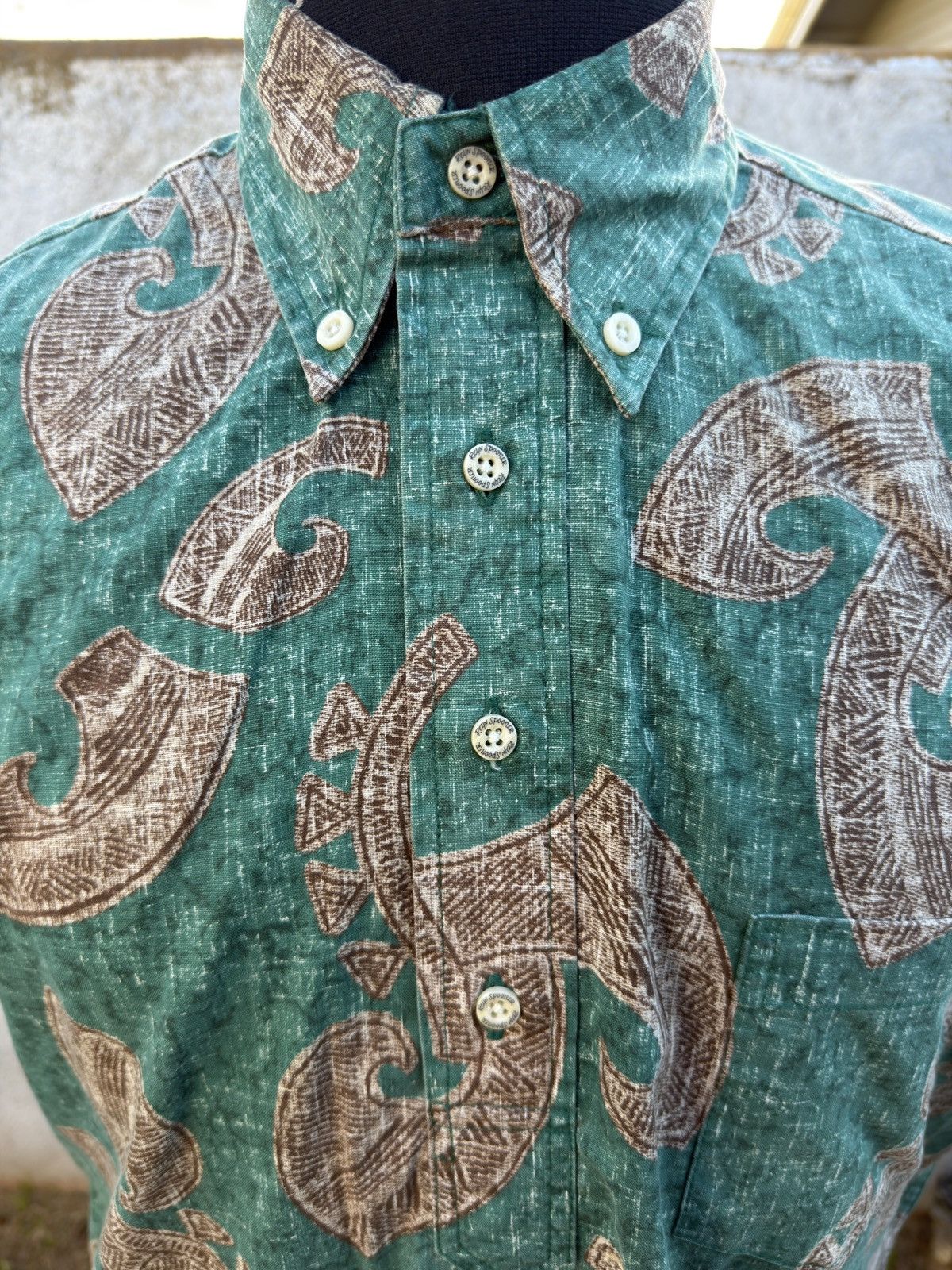 Reyn Spooner PreOwned Reyn Spooner Classic Hawaiian Men's S Green/Brown Size US S / EU 44-46 / 1 - 3 Thumbnail