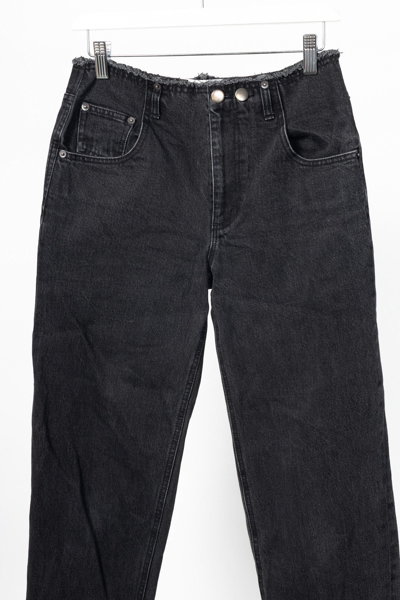 Tibi Tibi Newman Black Denim Frayed-Waist Jeans Size 25" / US 0 / IT 36 - 3 Thumbnail