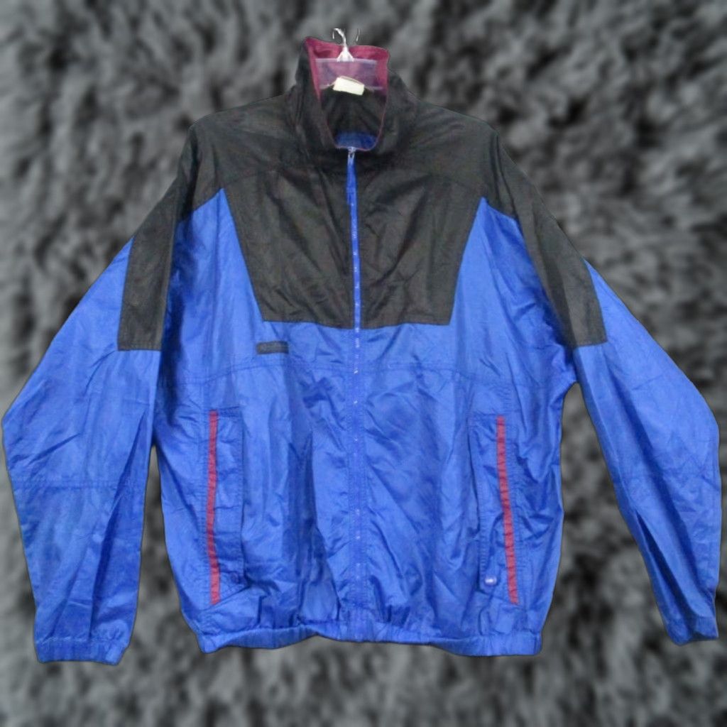 Vintage Vintage Columbia Windbreaker Jacket Mens Large Blue Black 80s Retro Full Zip Size US L / EU 52-54 / 3 - 1 Thumbnail