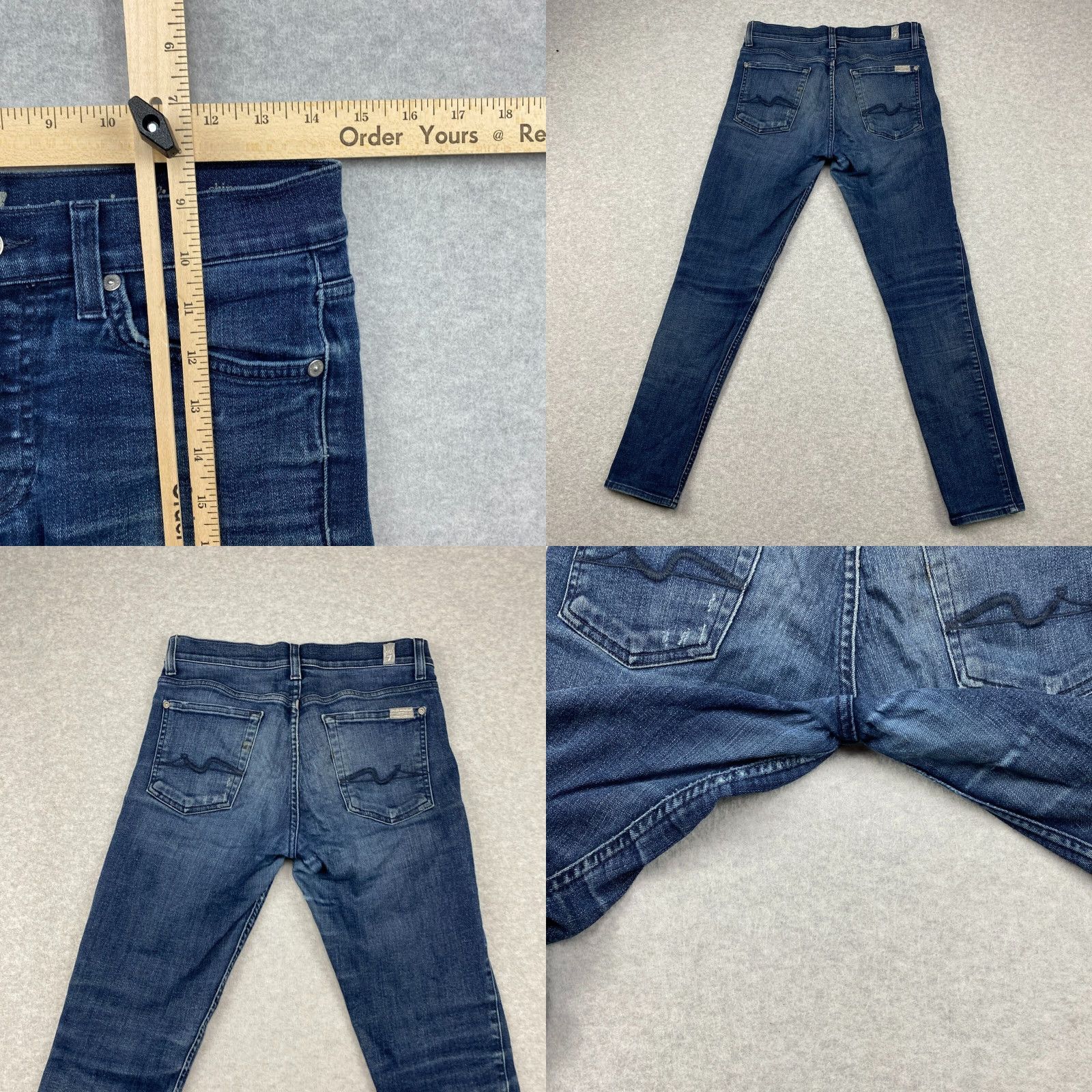 7 For All Mankind VINTAGE? (No) 7 For All Mankind Josefina Jeans Women 26 Blue Skinny Jeans 5-Pocket Distressed Button-Fly with Stretch Size 26" / US 2 / IT 38 - 8 Thumbnail