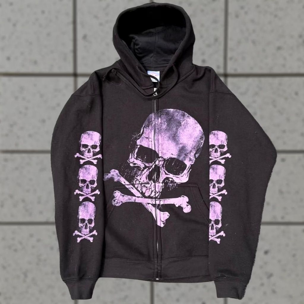 Vintage Y2K Miami Ink Skull Zip Up Hoodie | Grailed