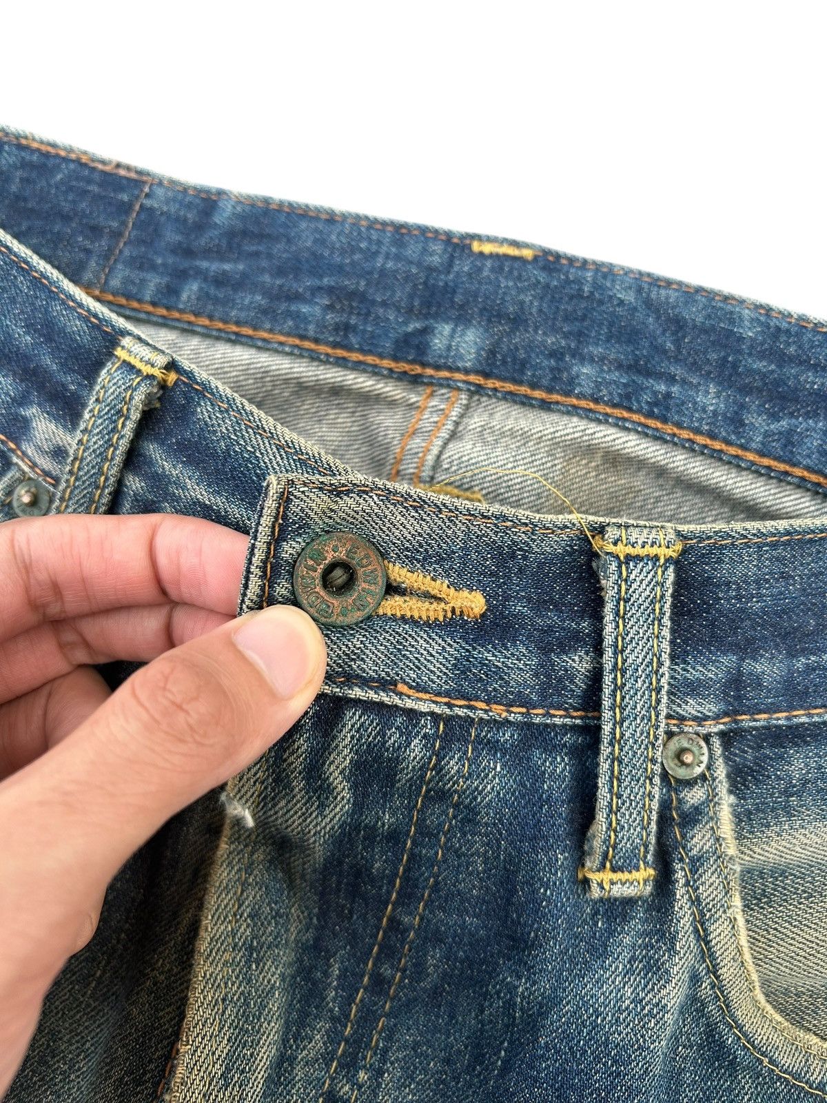 Kapital VINTAGE EDWIN 505X SELVEDGE RUSTY DISTRESSED DENIM JEANS Size US 32 / EU 48 - 7 Thumbnail