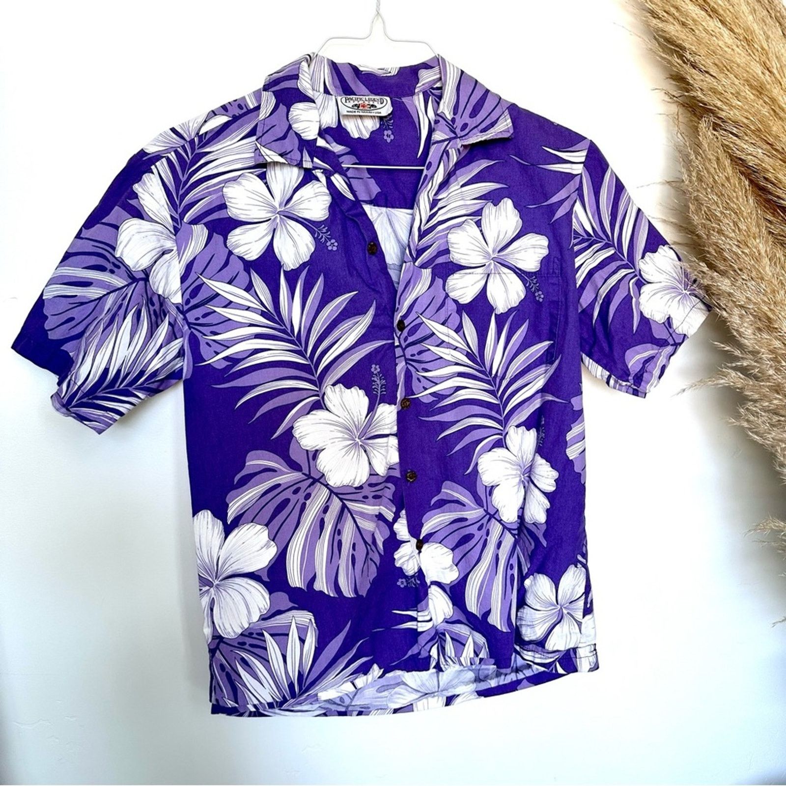 Pacific Legend PACIFIC LEGEND Purple White Hawaiian Print Floral Shirt Size US M / EU 48-50 / 2 - 3 Thumbnail