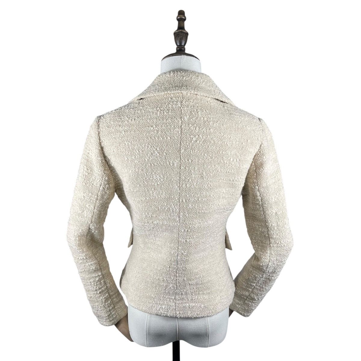 Karl Lagerfeld Vintage KL Karl Lagerfeld Cream Bouclé Tweed Blazer Jacket Size M / US 6-8 / IT 42-44 - 6 Thumbnail