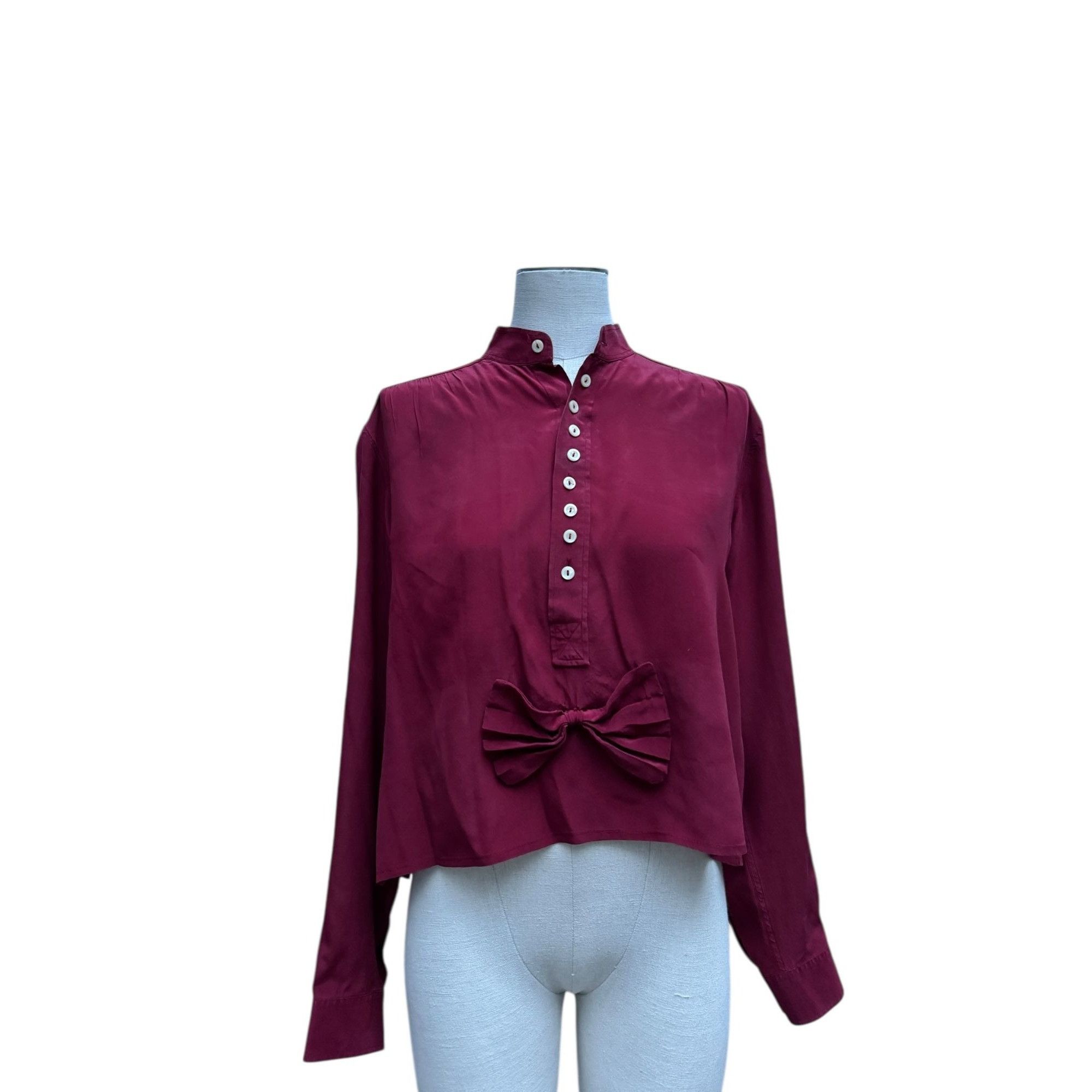 Yves Saint Laurent Vintage Burgundy Silk Shirt Size M / US 6-8 / IT 42-44 - 1 Thumbnail