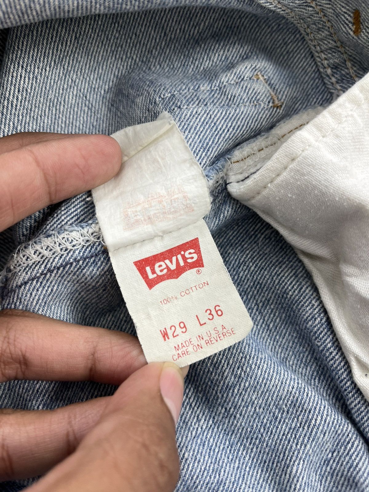 Levi's Vintage Clothing 🇺🇸1990s Vintage Levis 501XX 29x36 Light Blue Straight Jeans Size US 29 - 10 Thumbnail