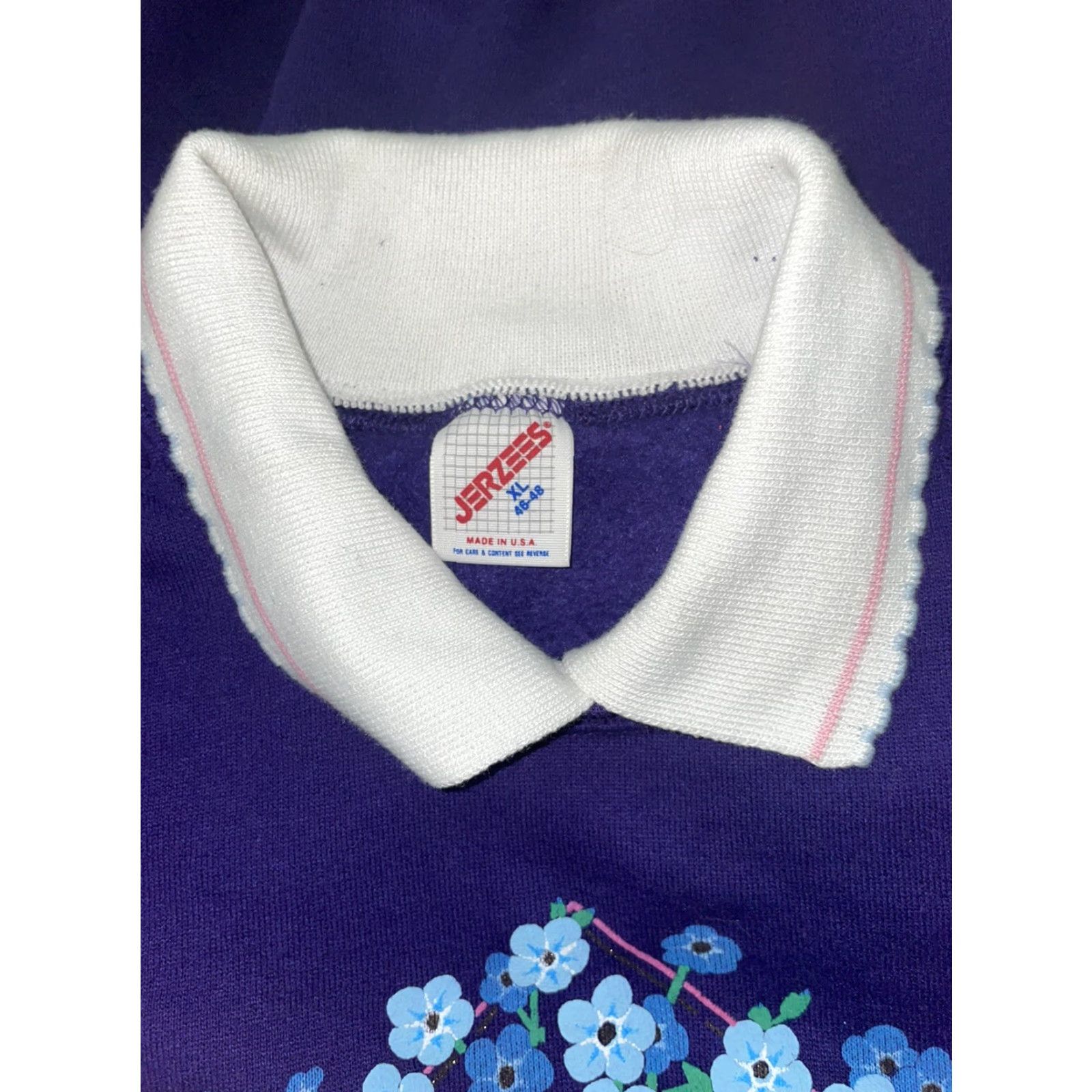 Jerzees VINTAGE Jeerzees Crewneck Sweater Purple Flowers Alaska Made in USA Womens XL Crew Neck, Purple, US Theme, Vintage USA Knit IVY? Size XL / US 12-14 / IT 48-50 - 5 Thumbnail