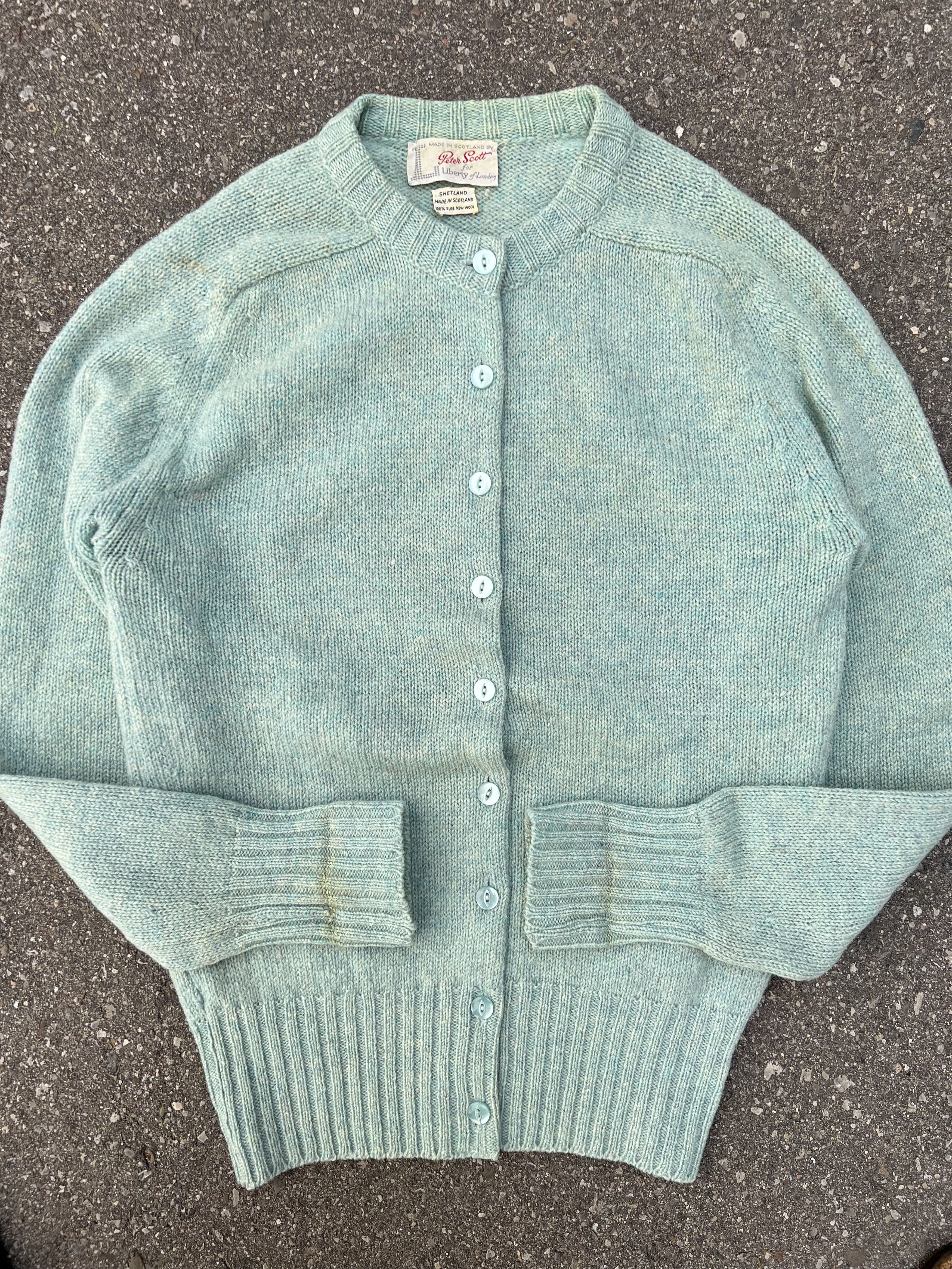 Vintage VTG 1960's Peter Scott Light Blue Wool Knit Sweater Size US S / EU 44-46 / 1 - 3 Thumbnail