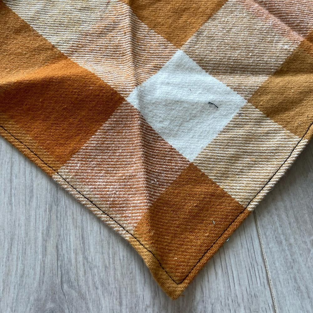 Designer Orange Plaid Dog Bandana Size ONE SIZE - 2 Thumbnail