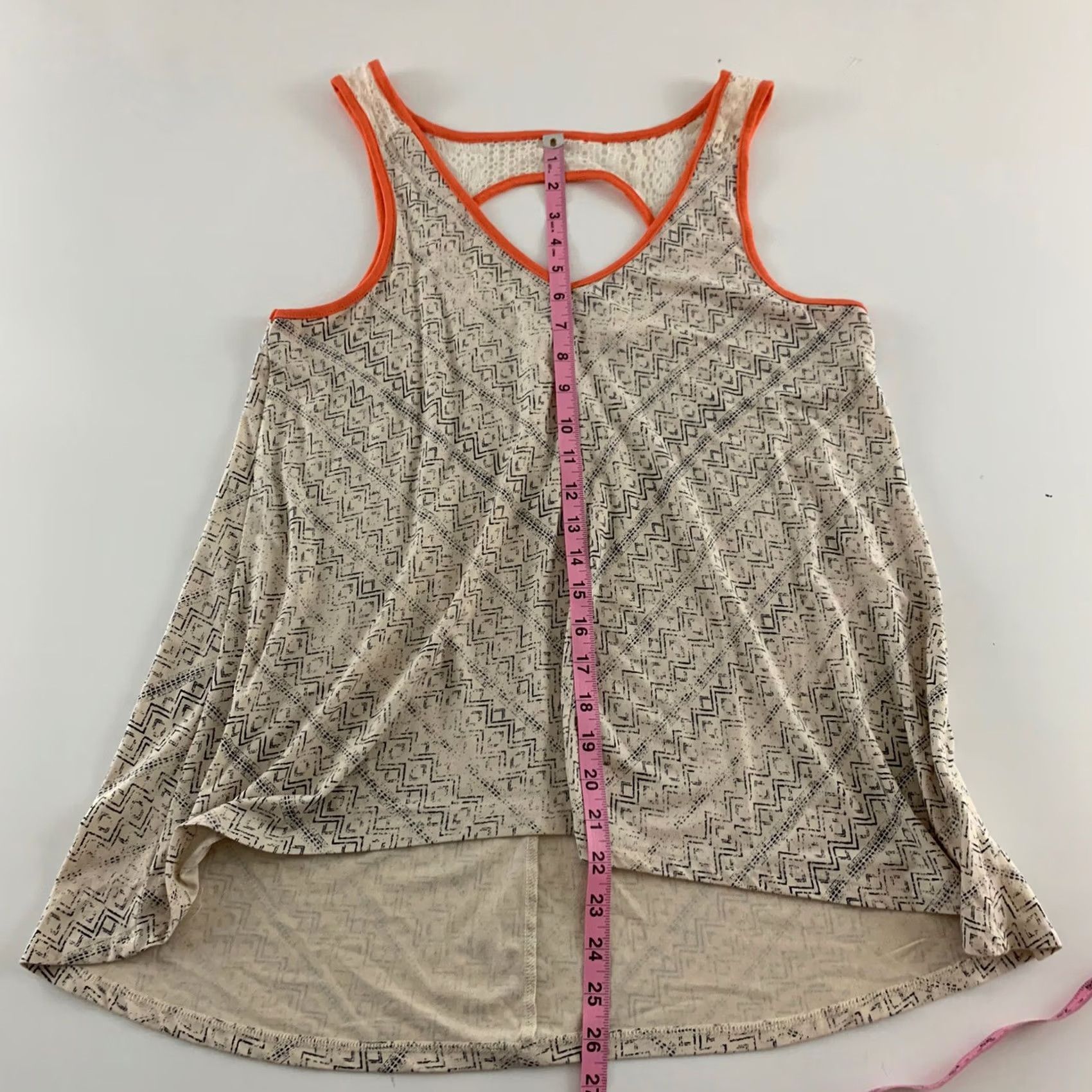 Other Others Follow Tank Top Sleeveless Aztec Open Back Women's Large Tan Orange VINTAGE Size L / US 10 / IT 46 - 4 Thumbnail