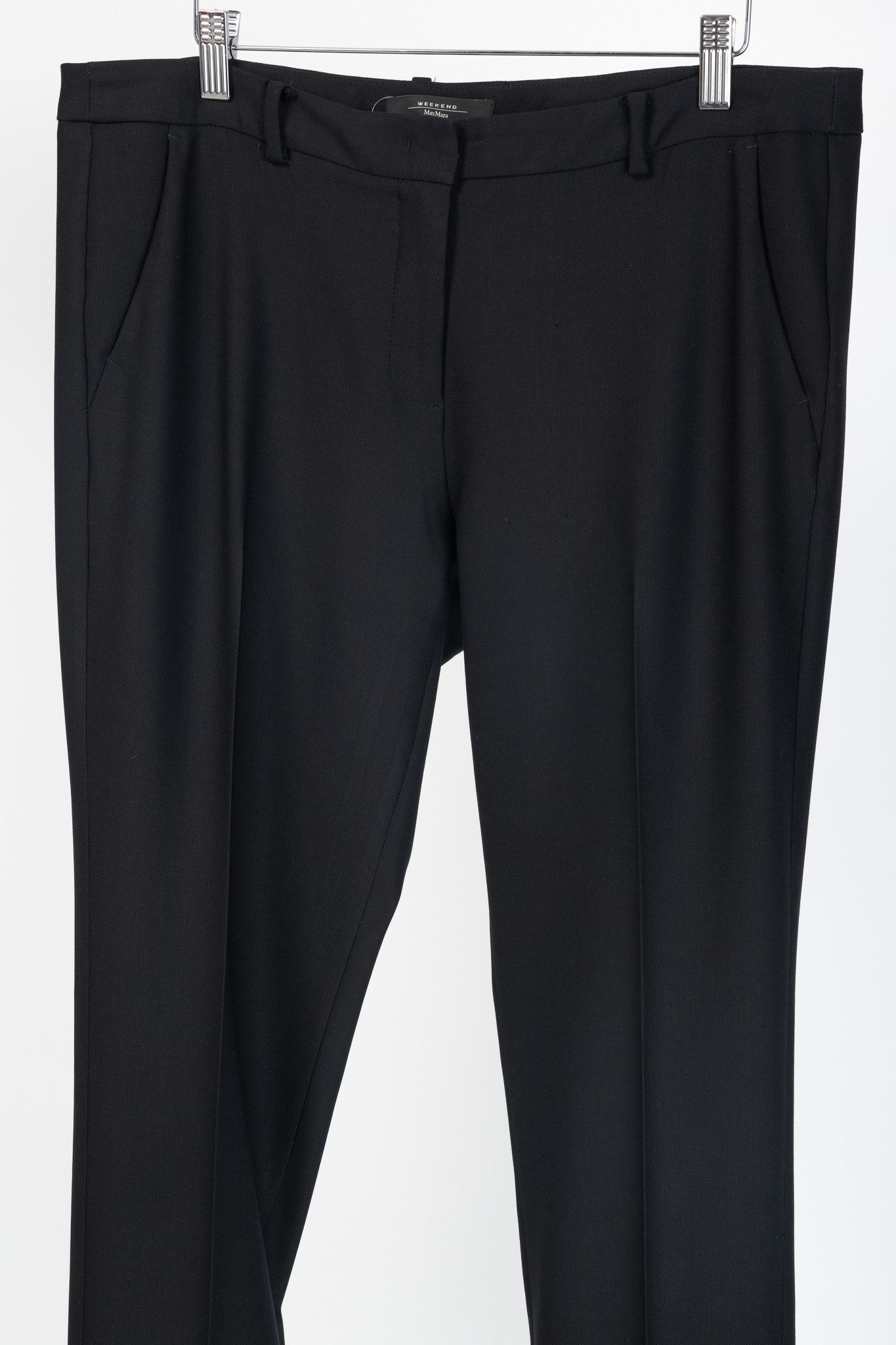 Weekend Max Mara Weekend Max Mara Cigarette Black Wool-Crepe Trousers Size 34" / US 12 / IT 48 - 3 Thumbnail
