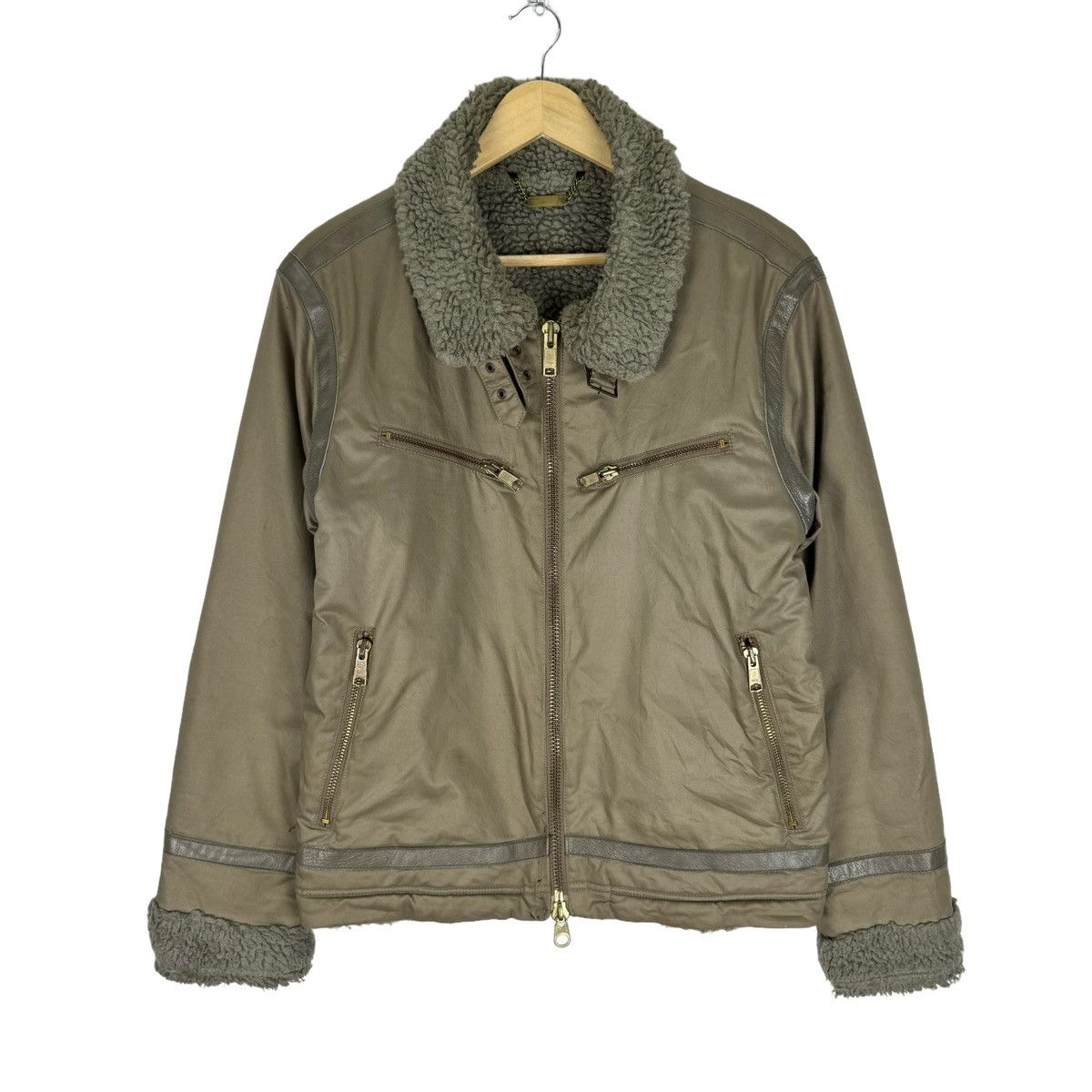 Japanese Brand × United Arrows × monkey time 🌟MONKEY TIME B3 SHERPA LEATHER PART ZIPPER JACKET Size L / US 10 / IT 46 - 1 Thumbnail