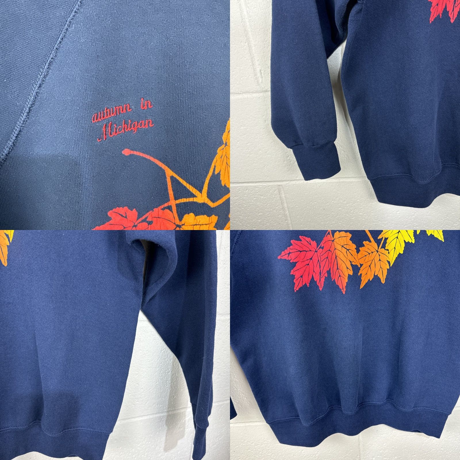Lee VINTAGE Lee Sweatshirt Men's XL Blue 90s Fall Leaves Graphic Print Fleece Pullover Size US XL / EU 56 / 4 - 8 Thumbnail
