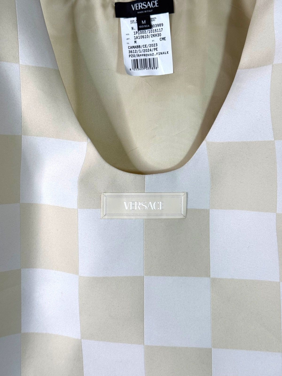 Versace Versace Men’s Checked Top White Beige Size M - New Size US M / EU 48-50 / 2 - 4 Thumbnail