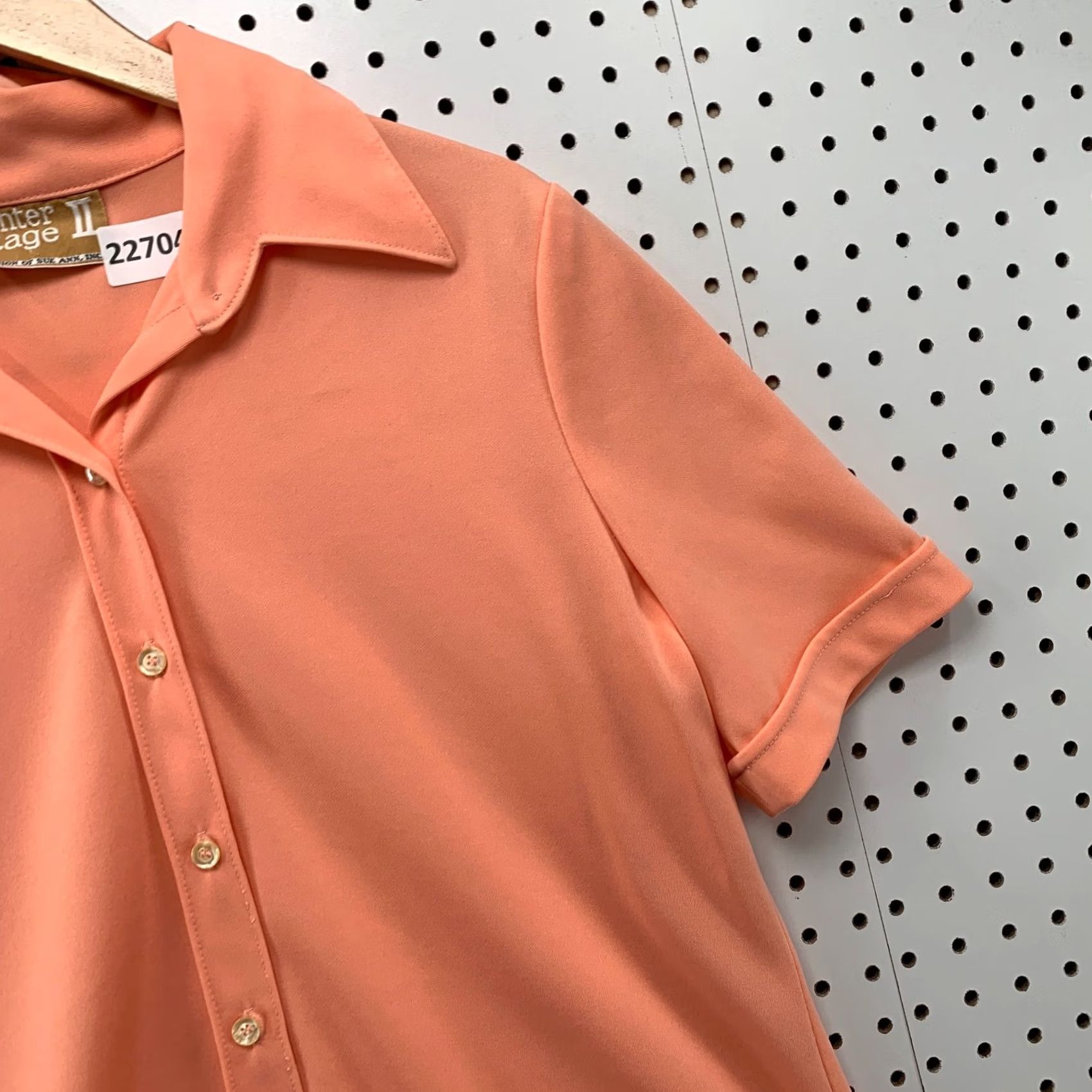 Pinko VINTAGE Center Stage Shirt Short Sleeve Pink Peach Womens Medium 70s 80s Size M / US 6-8 / IT 42-44 - 4 Thumbnail