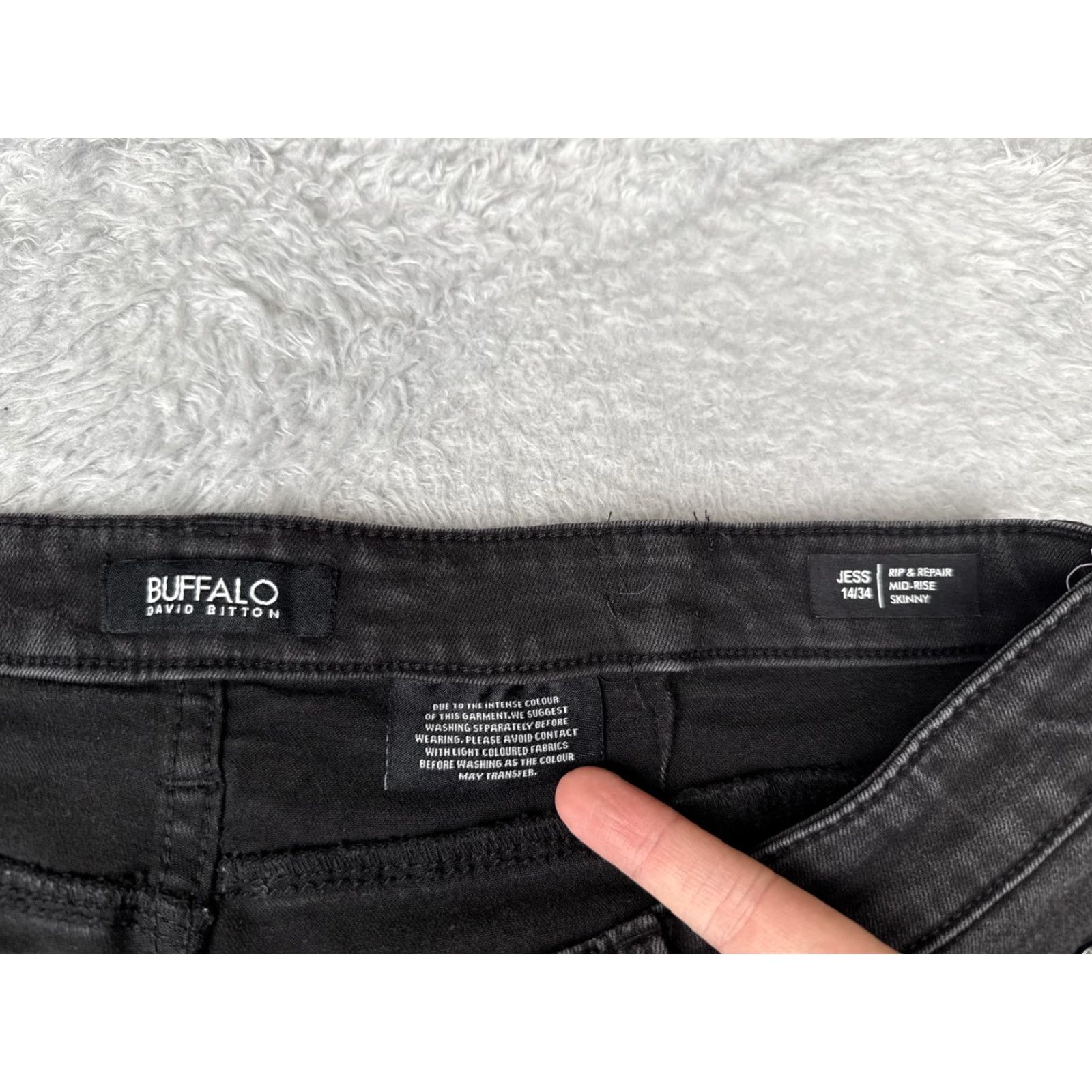 Buffalo David Bitton Buffalo David Bitton Jeans Womens Jess Mid-Rise Skinny Black 14/34 Zip Button 5-Pocket Denim Distressed Stretch Size 36" / US 14 / IT 50 - 6 Thumbnail
