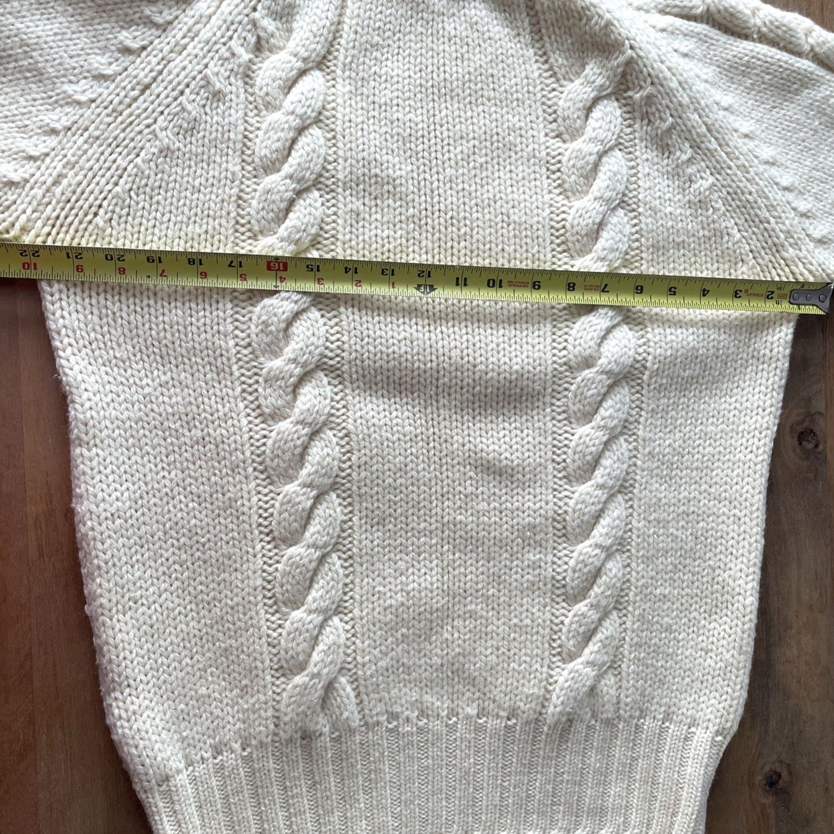 Saks Fifth Avenue VINTAGE Saks Fifth Avenue Sweater Women Medium Cream Wool Aran Fisherman 80s USA Size M / US 6-8 / IT 42-44 - 6 Thumbnail