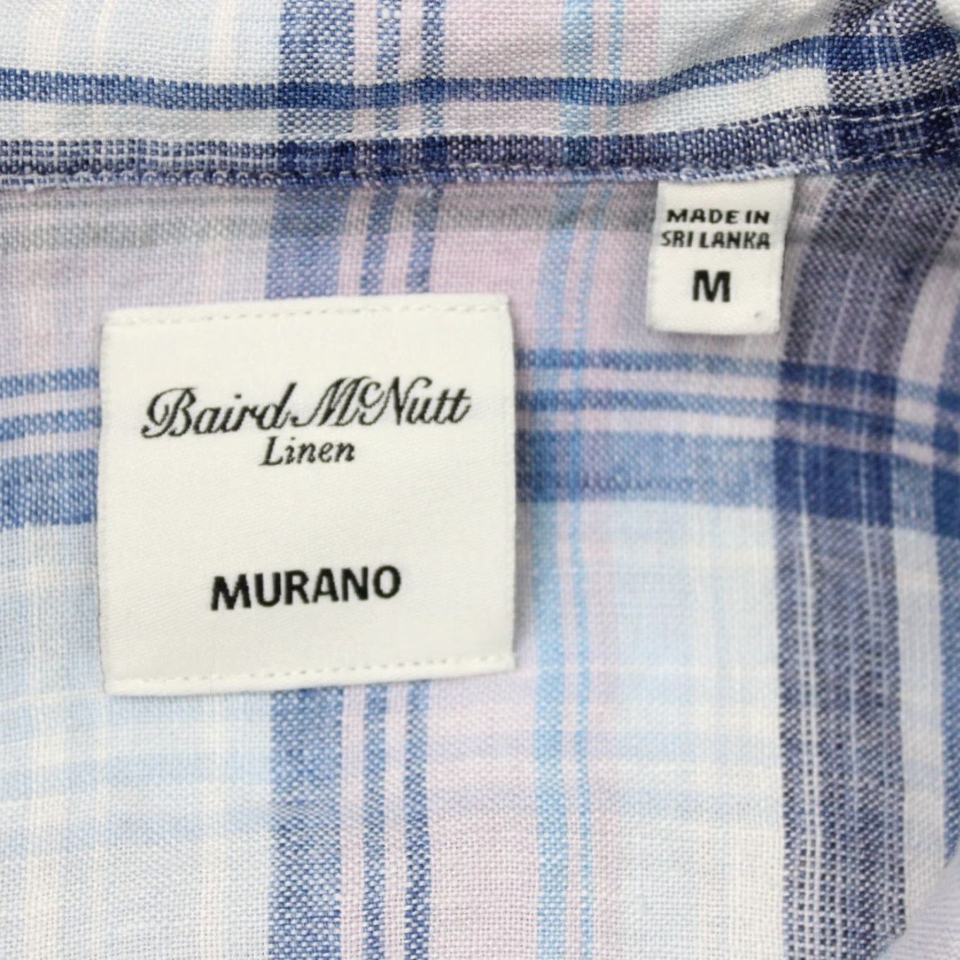 Murano Baird McNutt Murano Shirt Mens Medium Pink/Blue 100% Linen Button-Up Long Sleeve Plaid Casual Vintage: No Size US M / EU 48-50 / 2 - 6 Thumbnail