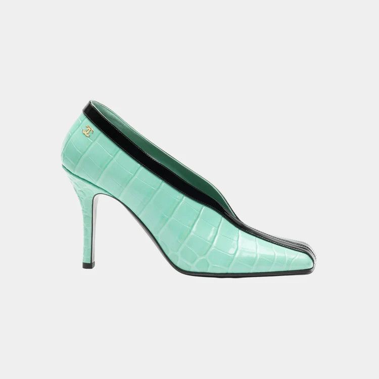 Chanel os11x0426 Square-Toe Block Heel Pumps in Green Size US 7 / IT 37 - 1 Thumbnail