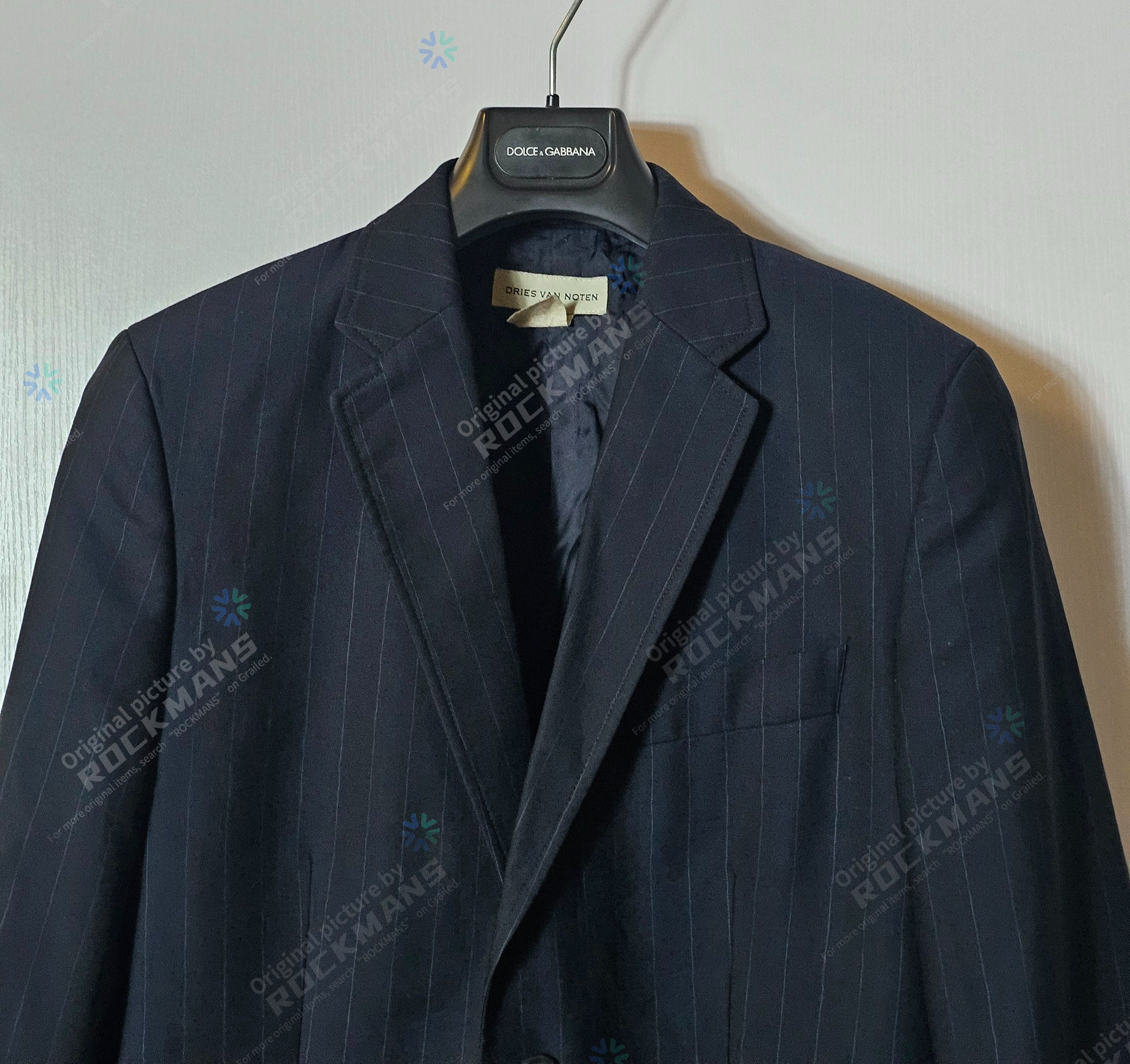 Dries Van Noten Dries Van Noten Blzers Jacke Black Wool Stripe Size 48 Size 48L - 2 Thumbnail