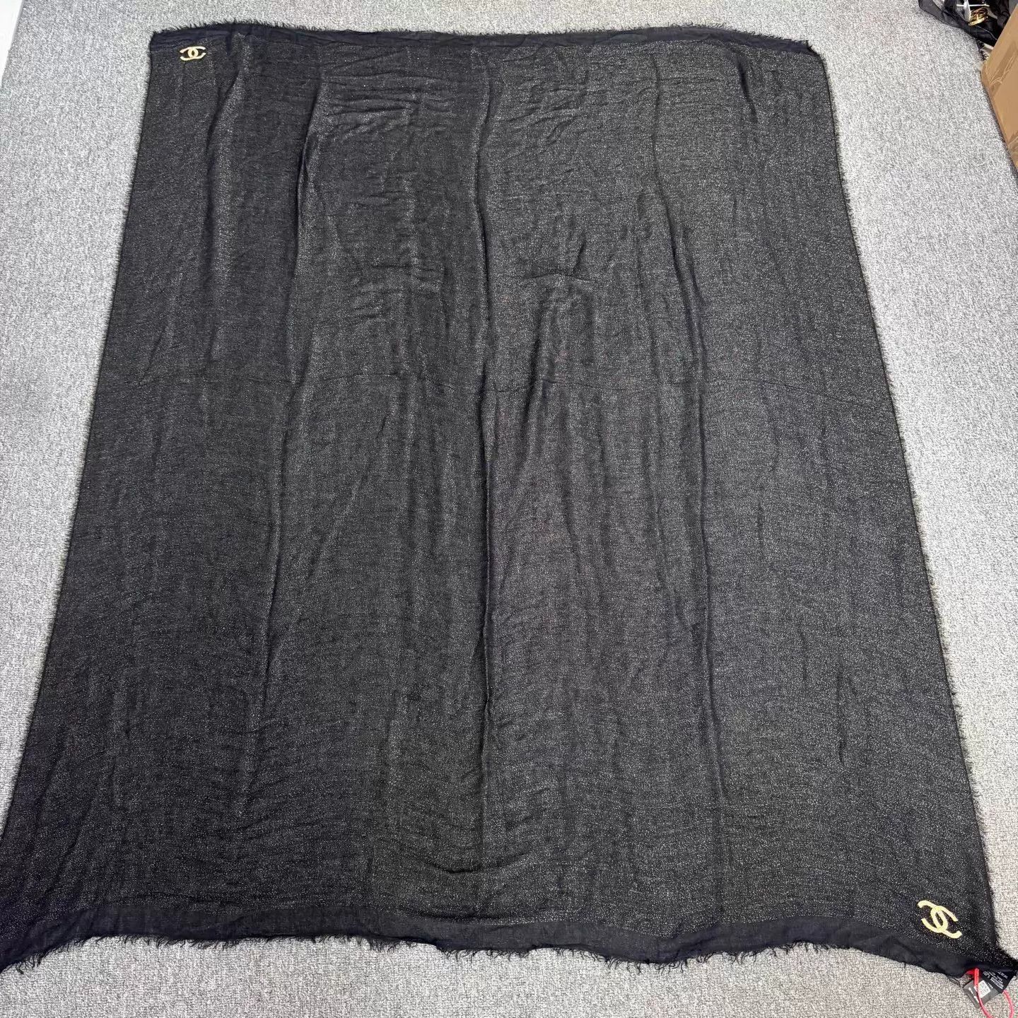 Chanel Chanel Black Gold CC Embroidery Lurex Oversized Scarf 99 New Size ONE SIZE - 1 Thumbnail