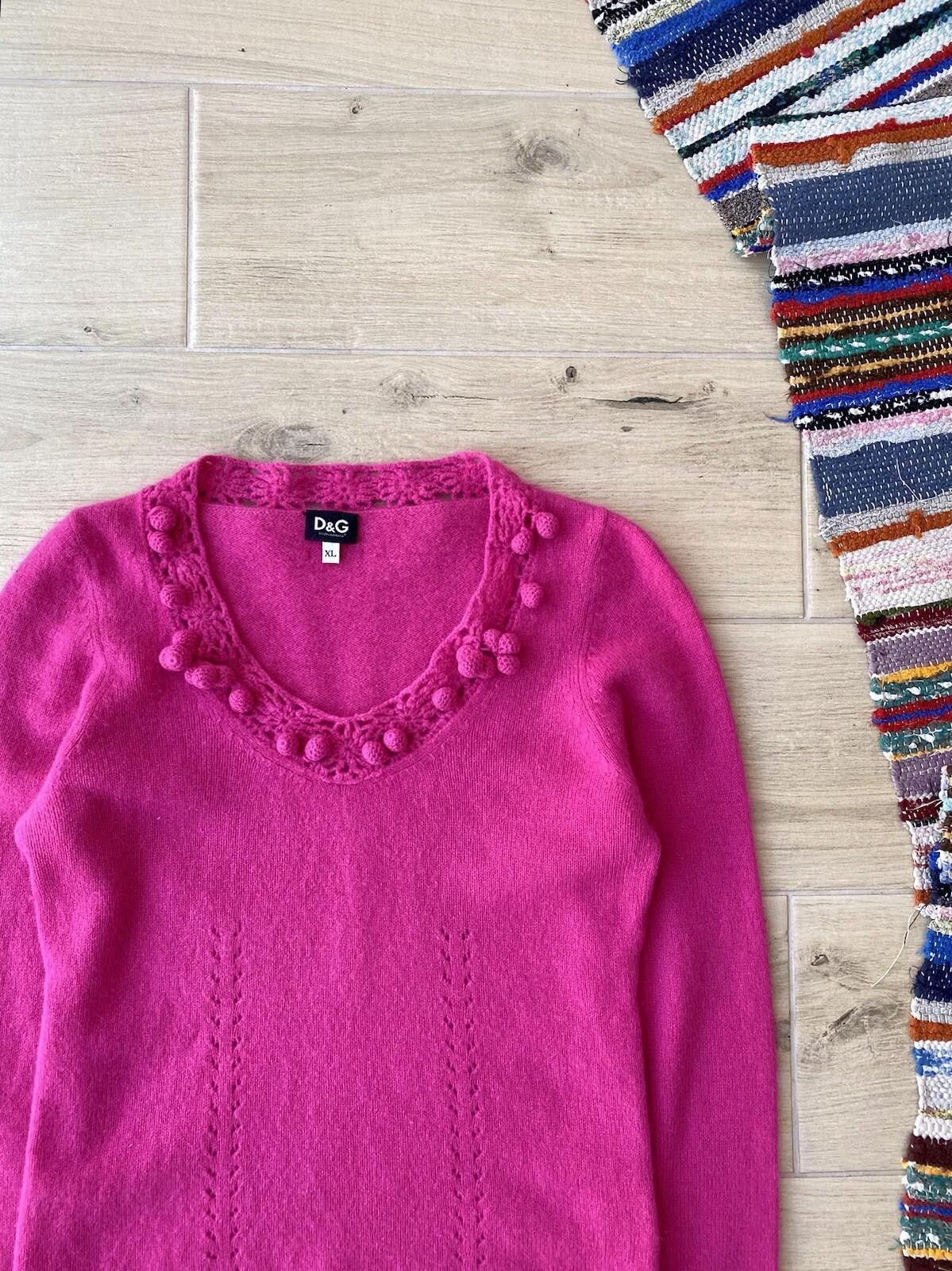Dolce & Gabbana 2000’s Dolce & Gabbana Pullover Lace / Decor Wool Sweater Size L / US 10 / IT 46 - 3 Thumbnail