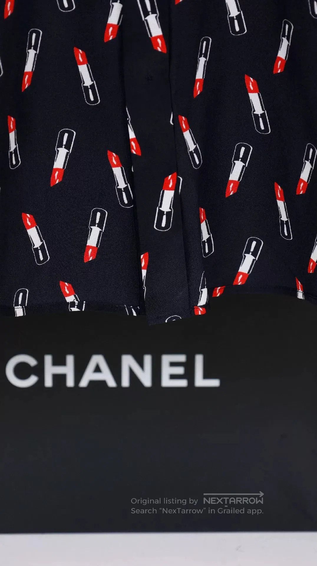 Saint Laurent Paris YSL Dark Blue Lipstick Print Shirt. Size XS / US 0-2 / IT 36-38 - 6 Thumbnail