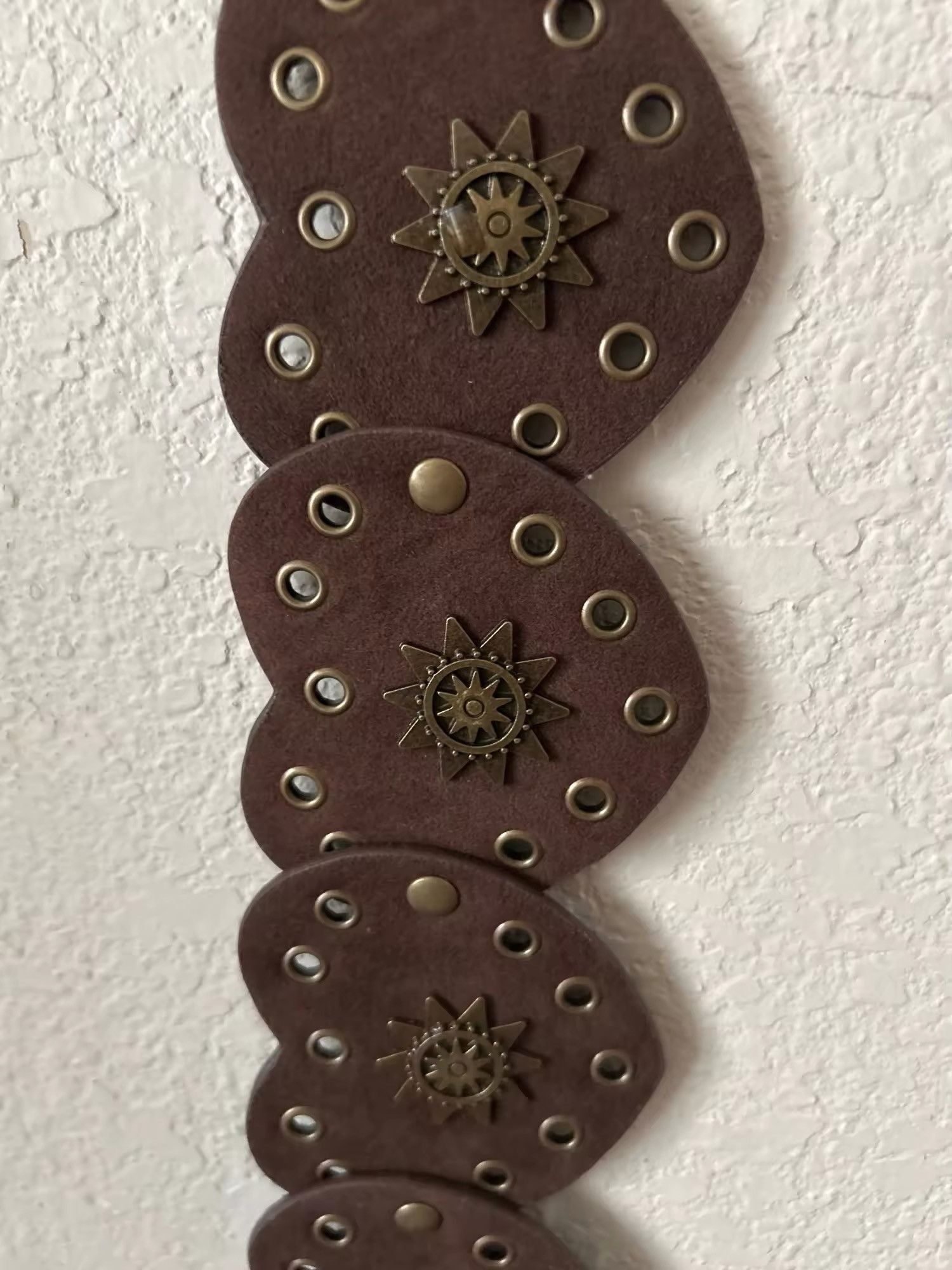 Leather Bohemian Style Brown Pinned Heart PU Leather Belts Size ONE SIZE - 10 Thumbnail