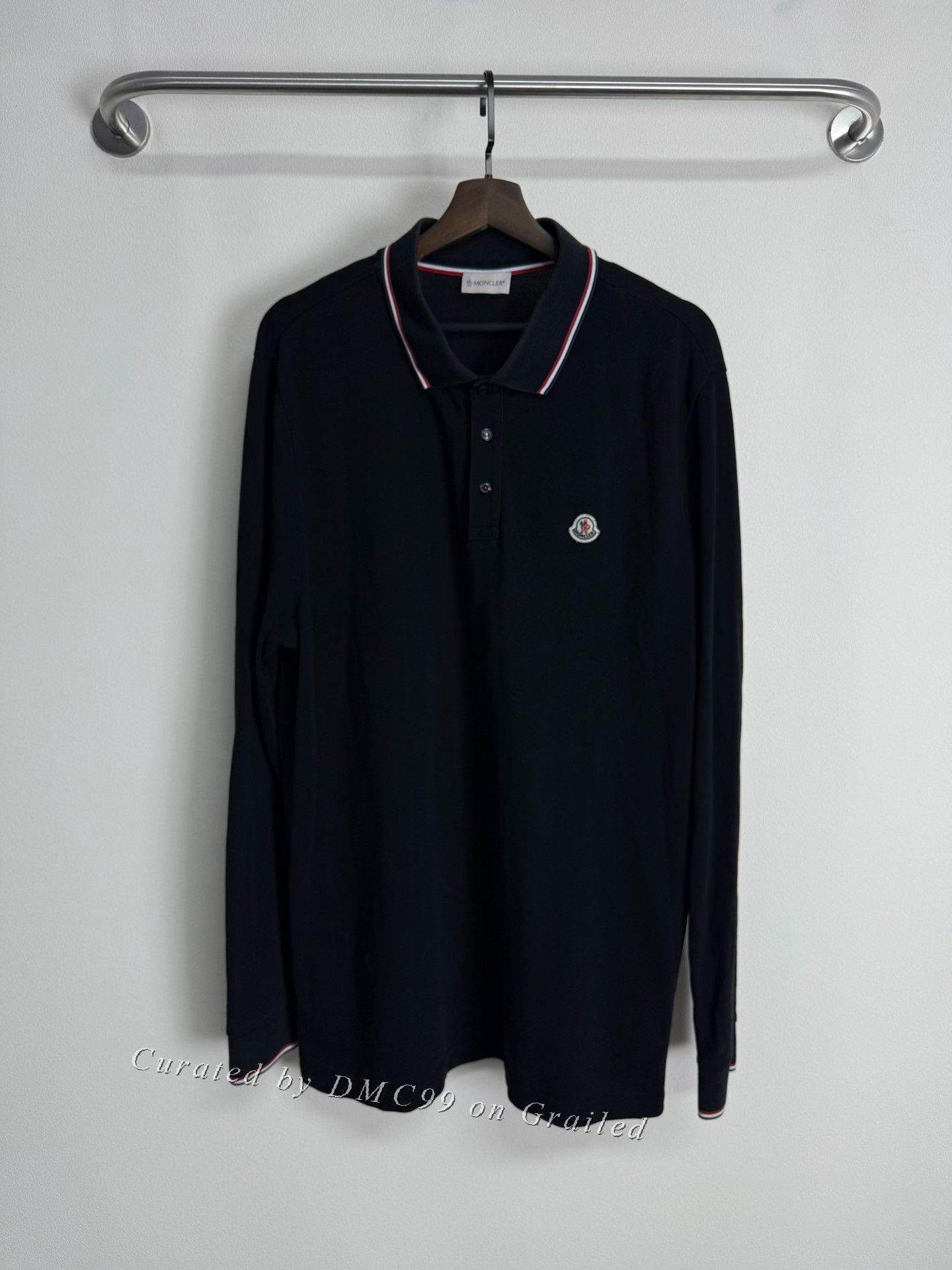 Moncler Moncler Black Long Sleeve Polo Shirt Size US M / EU 48-50 / 2 - 1 Thumbnail