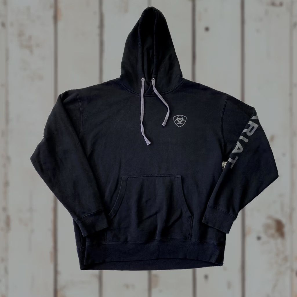 Ariat Ariat Hoodie Sweatshirt Black Men's L Cowboy Western Hunting Workwear Pullover Hooded Graphic Print Pockets Flag USA Patriotic USA Mens Size US L / EU 52-54 / 3 - 1 Thumbnail