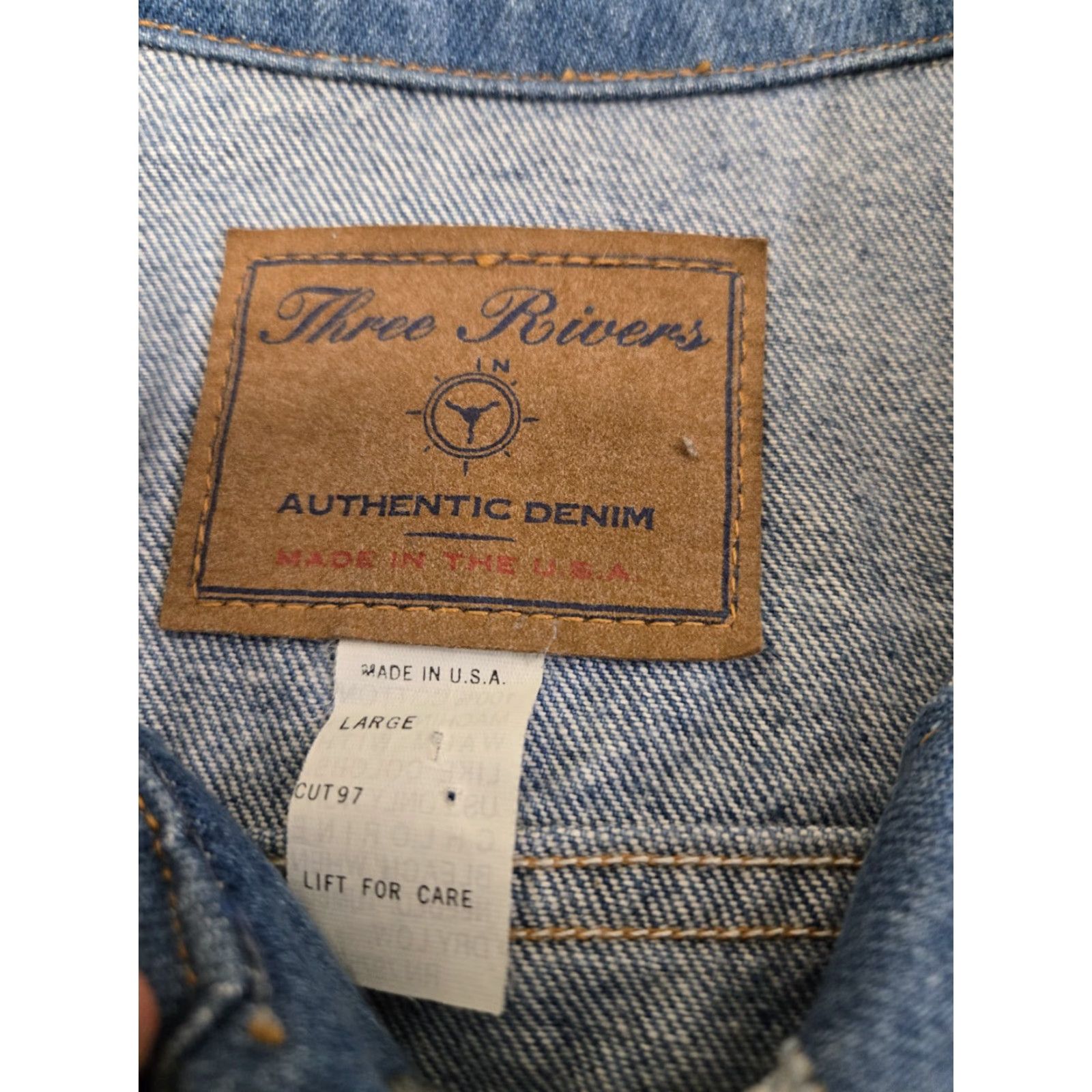 Vintage VINTAGE Three Rivers Denim Jeans Jacket Mens M Blue Denim Jacket 90s Trucker Button Up Casual Size US 31 - 5 Thumbnail