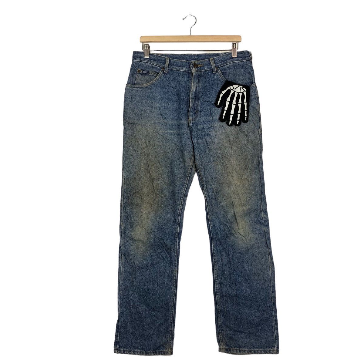 Lee 🔥Rare Distressed Denim Jeans Lee Usa Punk Design Size US 32 / EU 48 - 2 Thumbnail