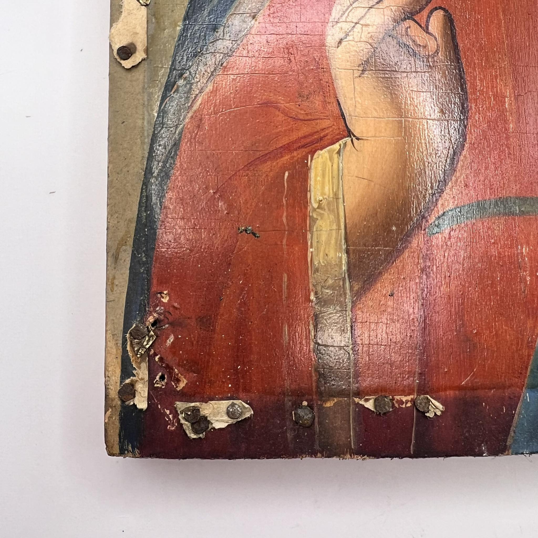 Handmade Vintage old Hand Oil Painting on Wood Christian Icon Jesus Size ONE SIZE - 5 Thumbnail