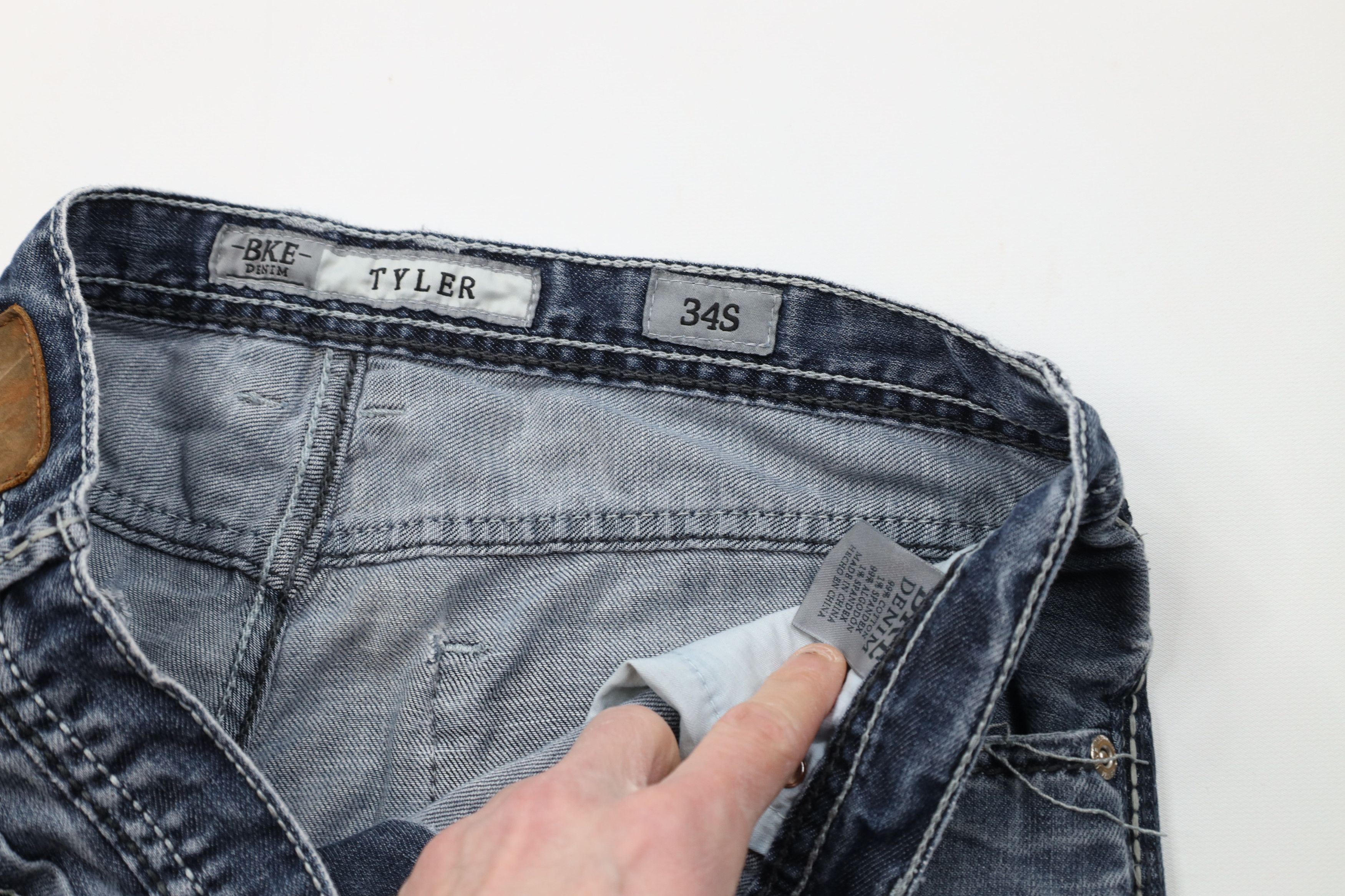 Vintage Buckle BKE Thick Stitch Tyler Bootcut Wide Leg Denim Jeans Size US 34 / EU 50 - 9 Thumbnail